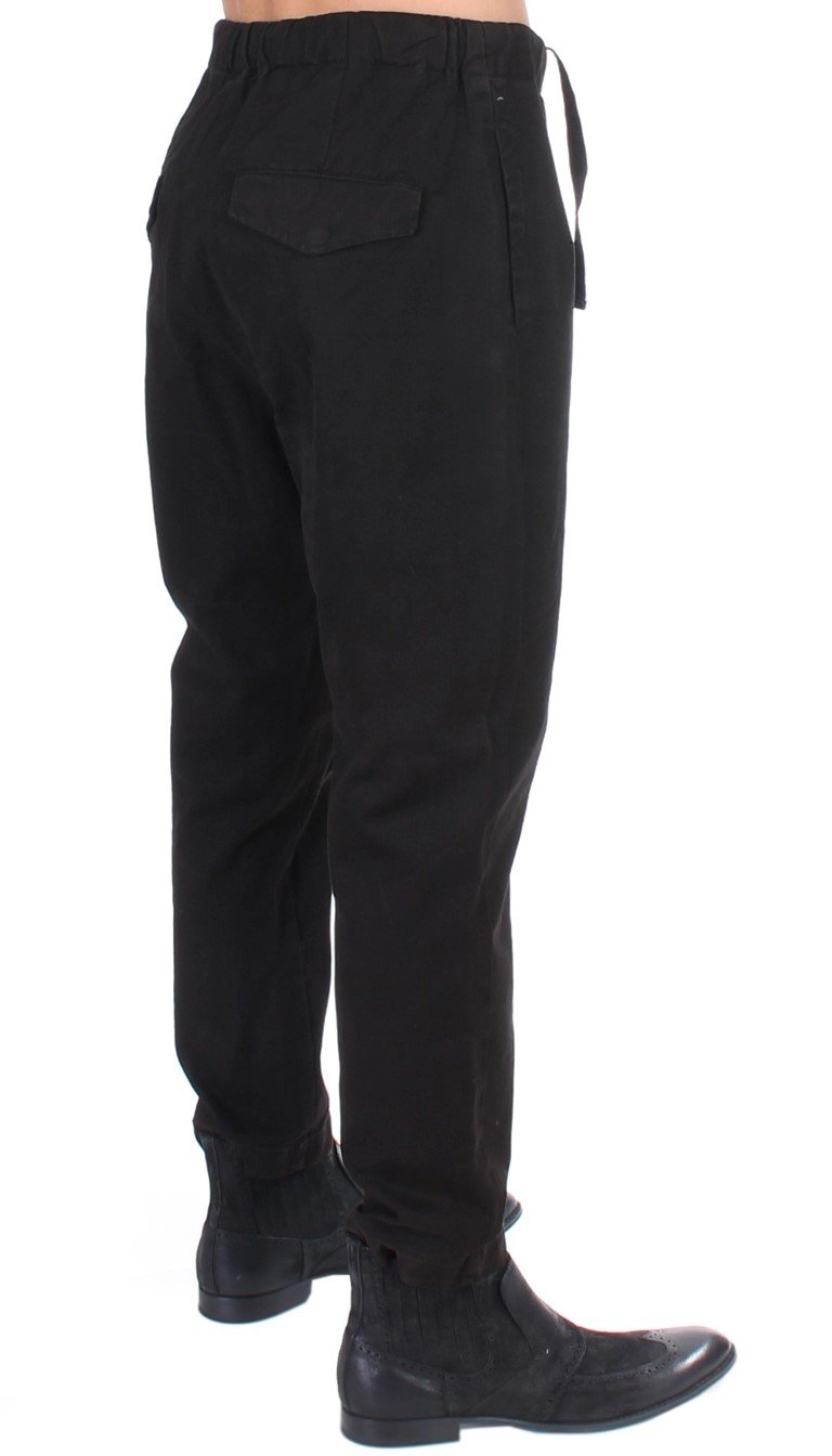 Costume National Women's Striped Cotton Casual Trouser Black SIG11027 - IT50 | M-L