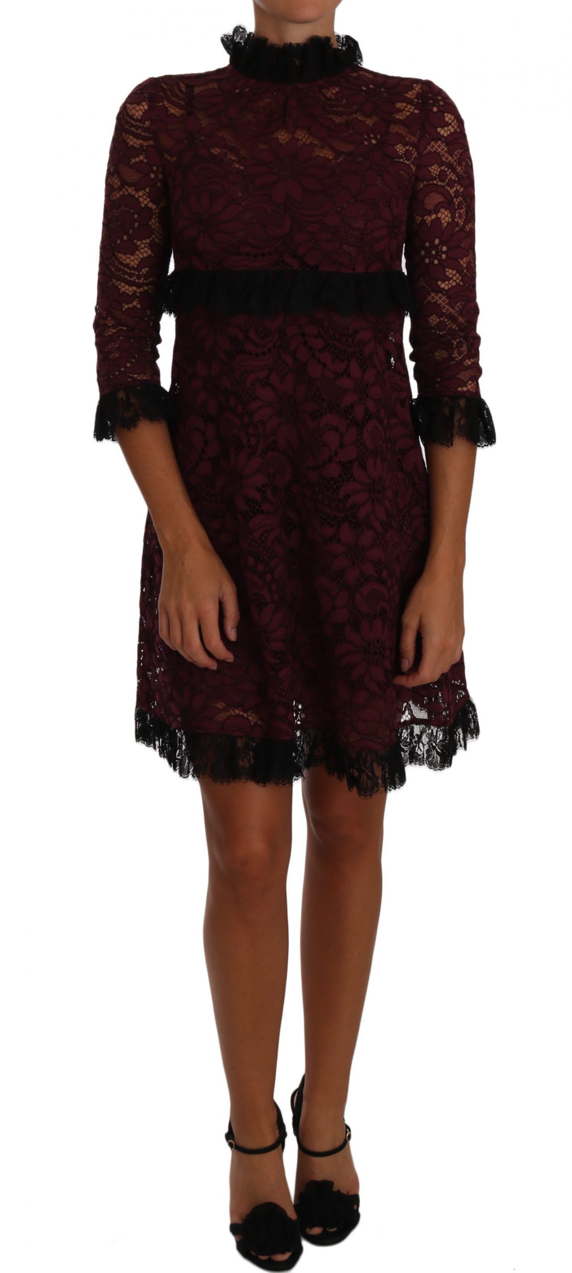 Dolce & Gabbana Women's Floral Lace Dress Black DR1440 - IT36 | XS