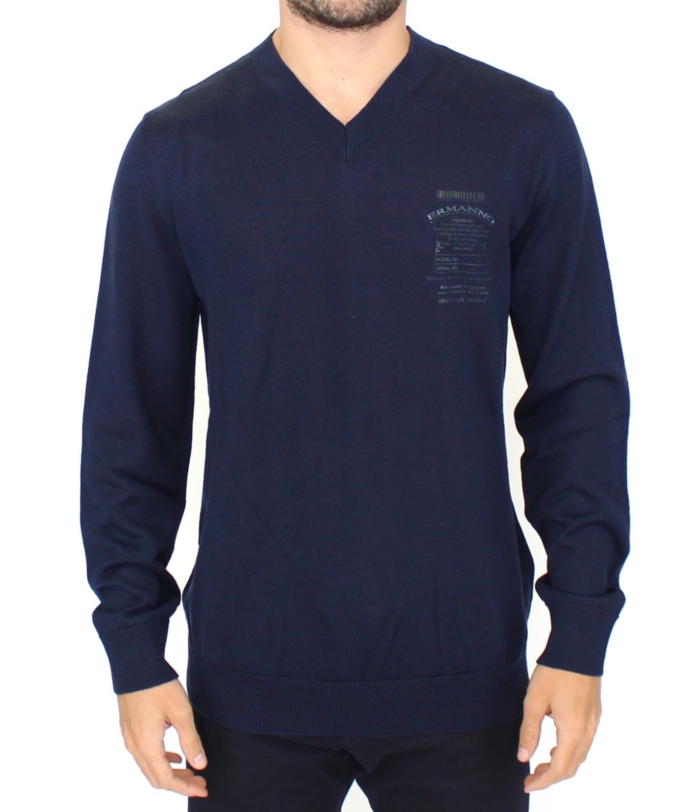 Ermanno Scervino Men's V-Neck Sweater Blue SIG10105 - IT54 | XL