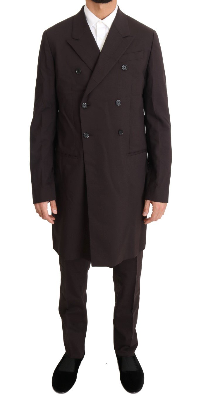 Dolce & Gabbana Men's Wool Stretch Long 3 Piece Suit Bordeaux KOS1096 - IT48 | M