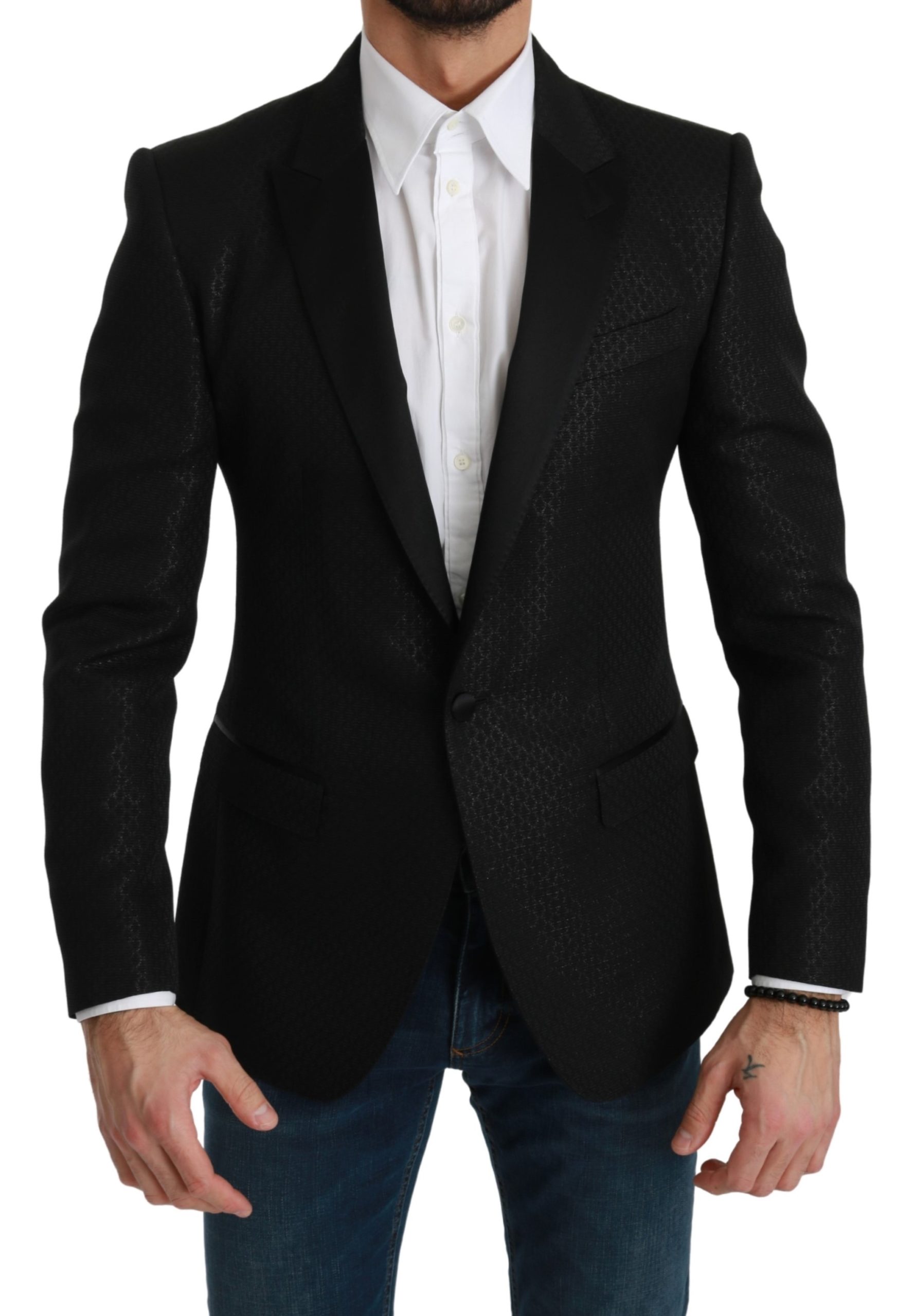 Dolce & Gabbana Men's Slim Fit Jacket MARTINI Blazer Black KOS1776 - IT46 | S