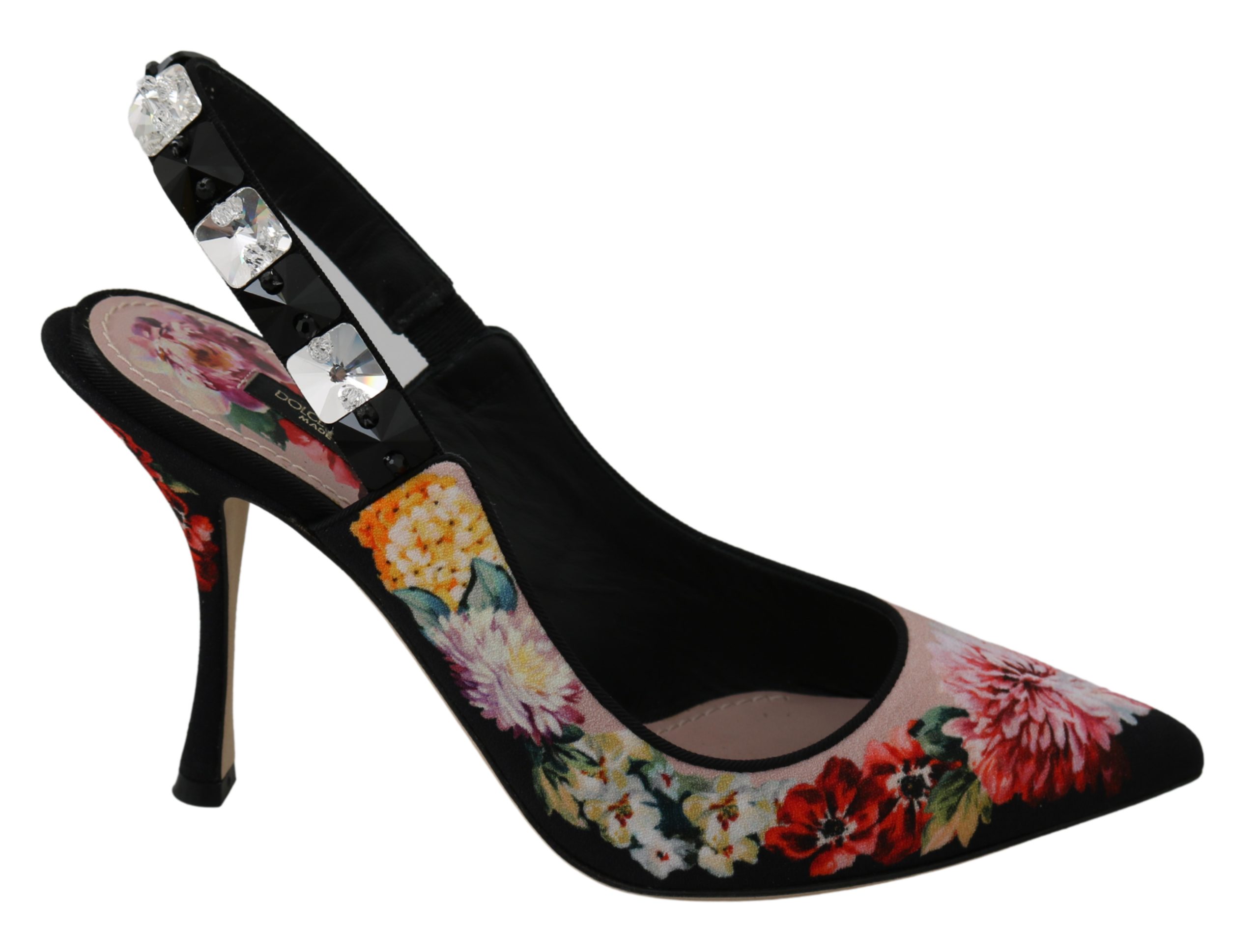 Dolce & Gabbana Women's Floral Crystal Heel Black LA6583 - EU36.5/US6