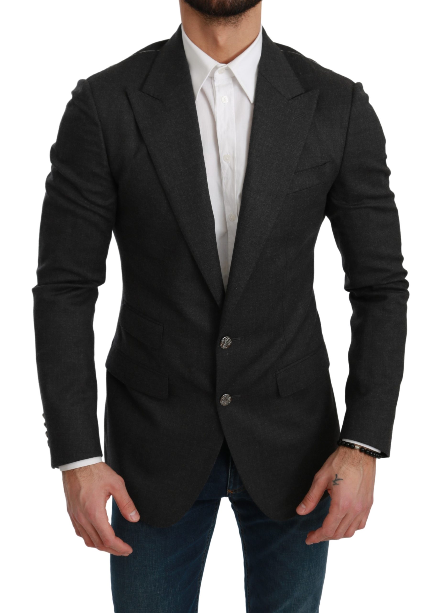 Dolce & Gabbana Men's NAPOLI Slim Fit Wool Blazer Gray KOS1772 - IT46 | S