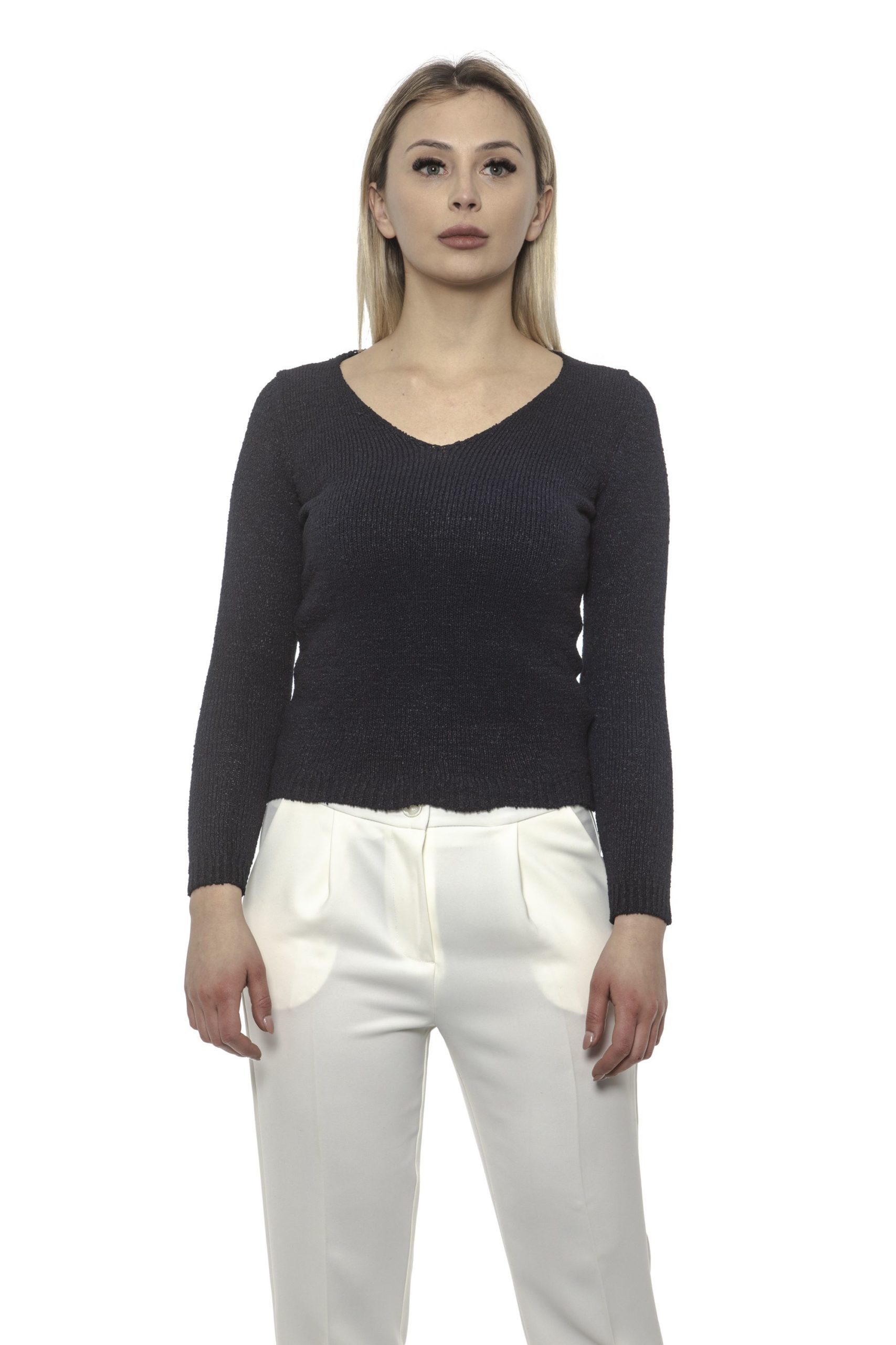 Alpha Studio Women's V Neck Sweater Blue AL1375202 - IT40 | XS