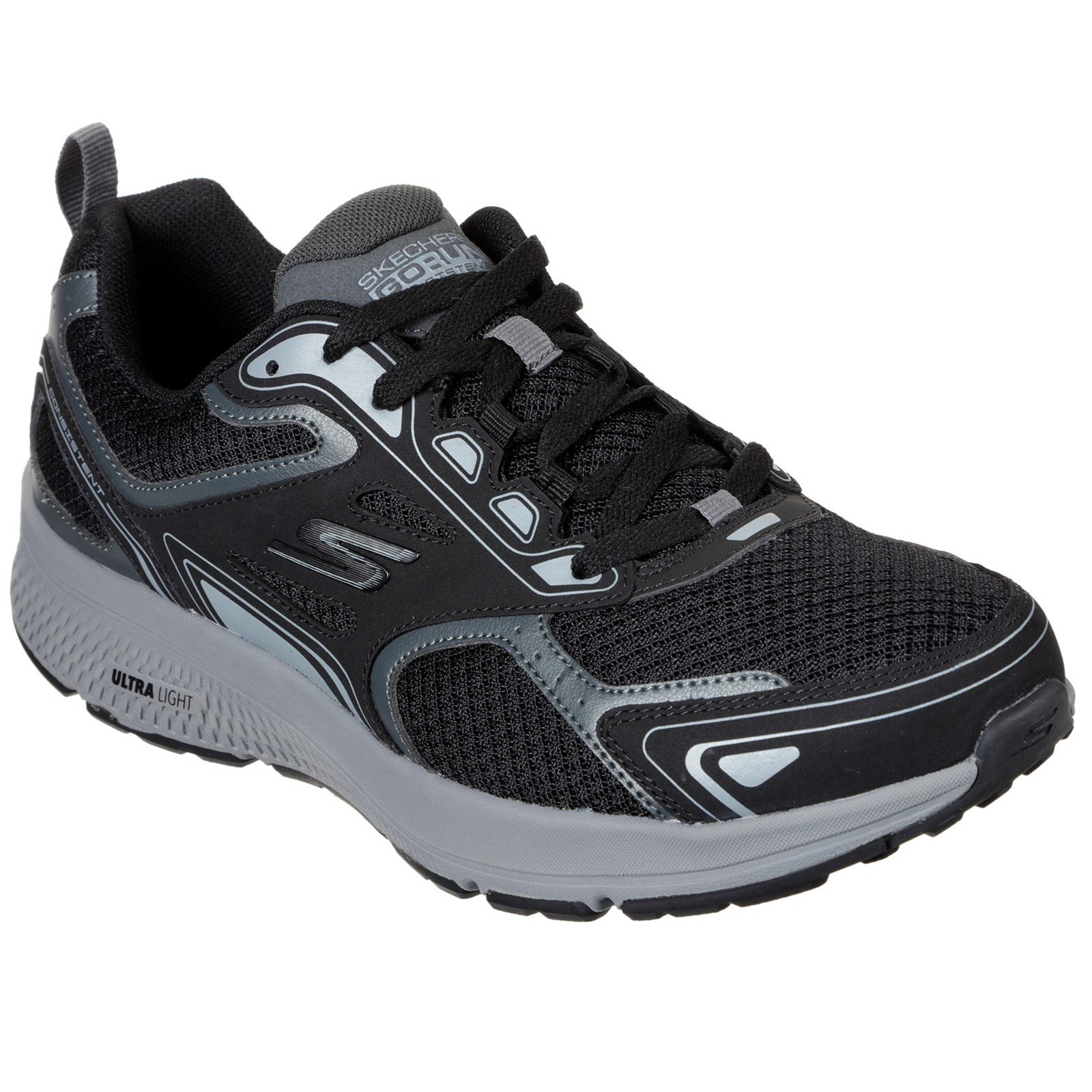 Skechers Men's Go Run Consistent Wide Trainer Multicolor 33072 - Black/Grey 9