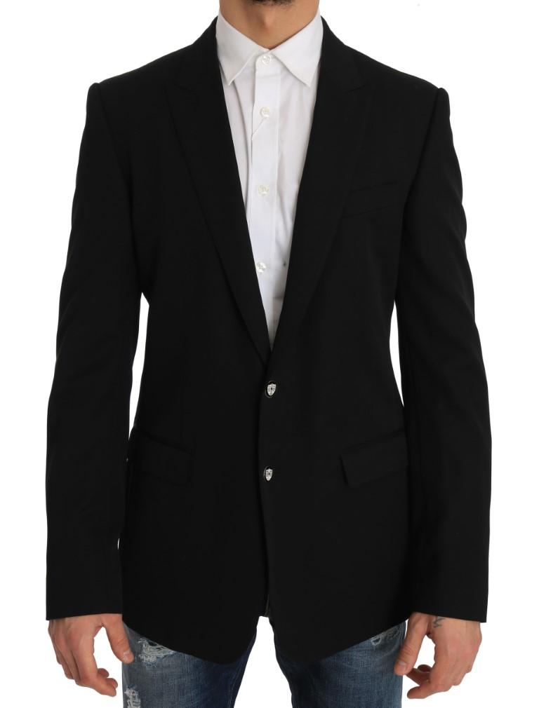 Dolce & Gabbana Men's Wool MARTINI Coat of Arms Blazer Black JKT1219 - IT50 | L