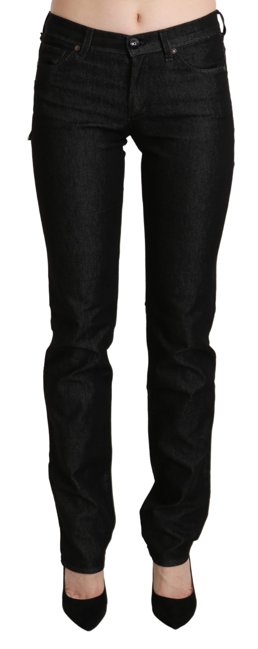 Black Mid Waist Skinny Slim Denim Trouser - W28