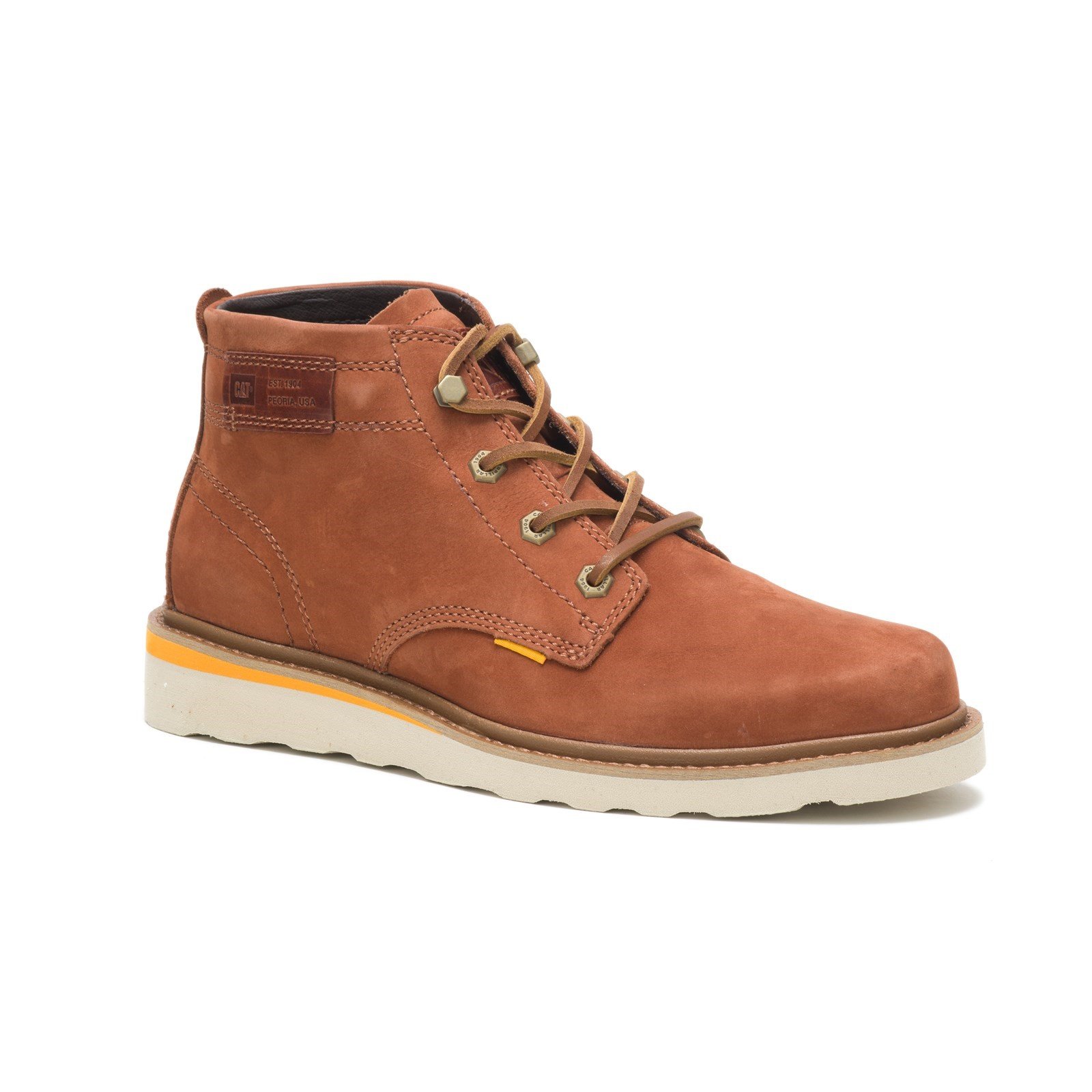 CAT Lifestyle Men's Jackson Mid Lace Trainer Leather Brown 32266 - Leather Brown 7