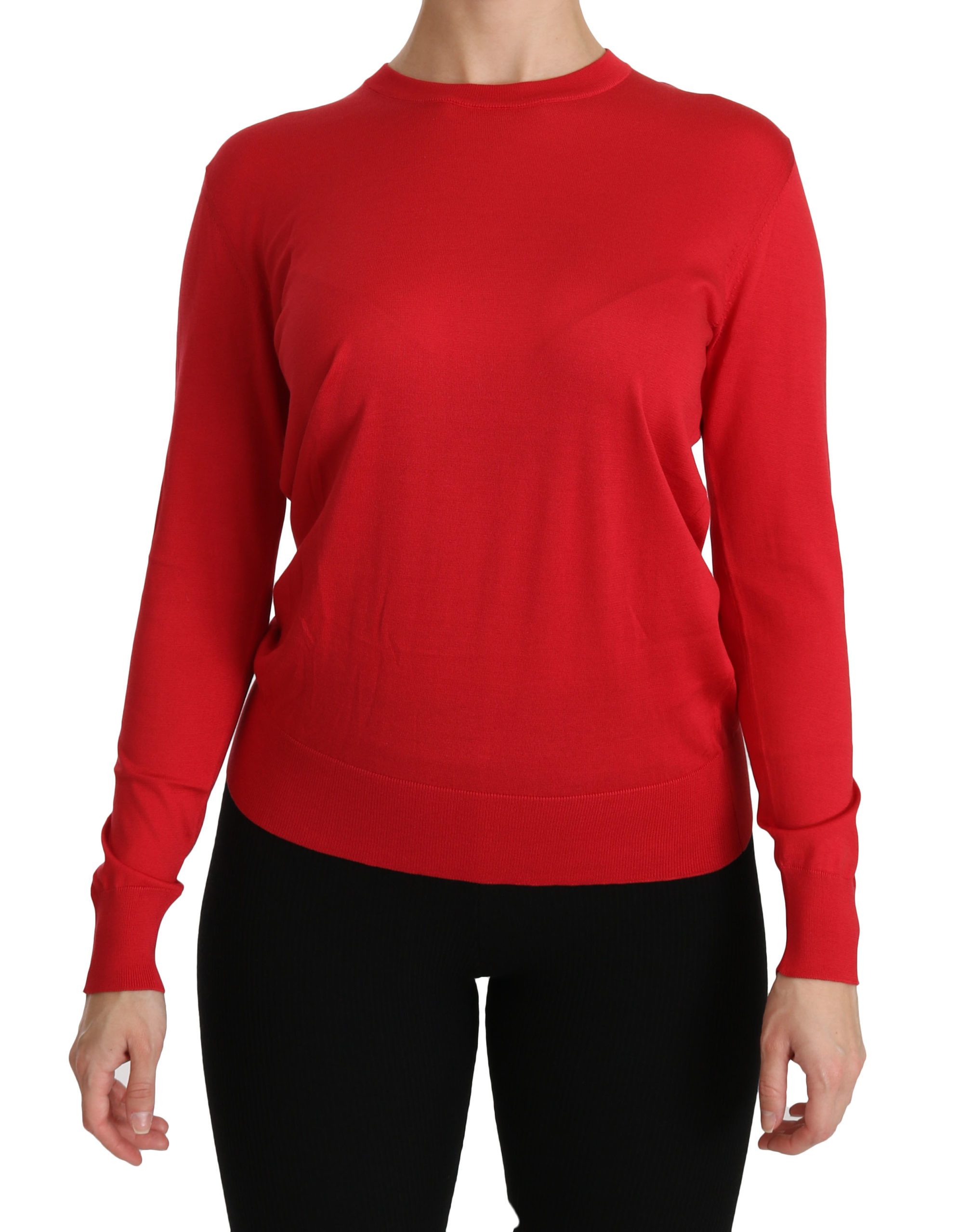 Dolce & Gabbana Women's Crewneck Pullover Silk Sweater Red TSH4247 - IT36 | XS