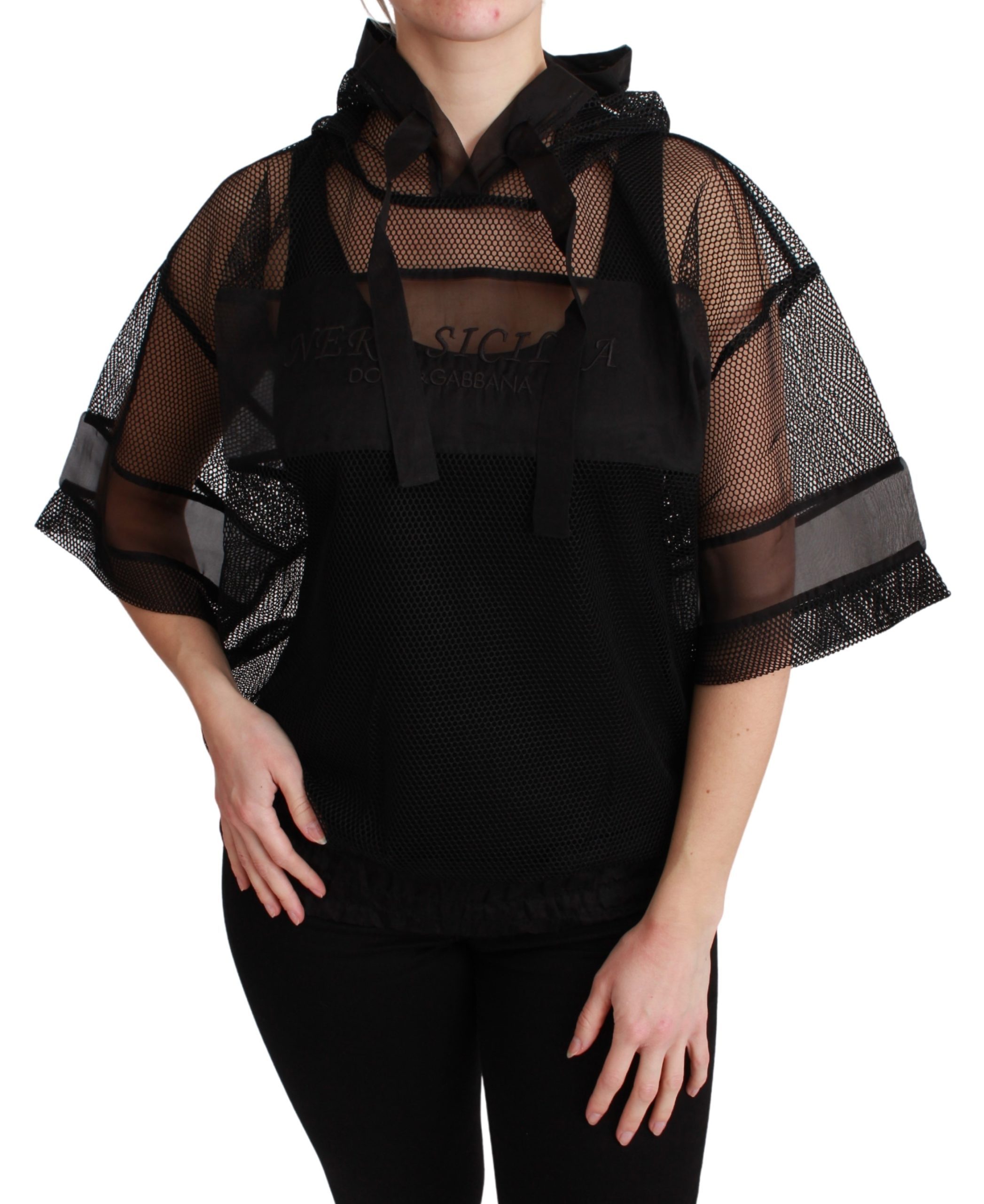 Dolce & Gabbana Women's Sheer Nero Sicilia T-Shirt Black TSH4573 - IT36 | XS