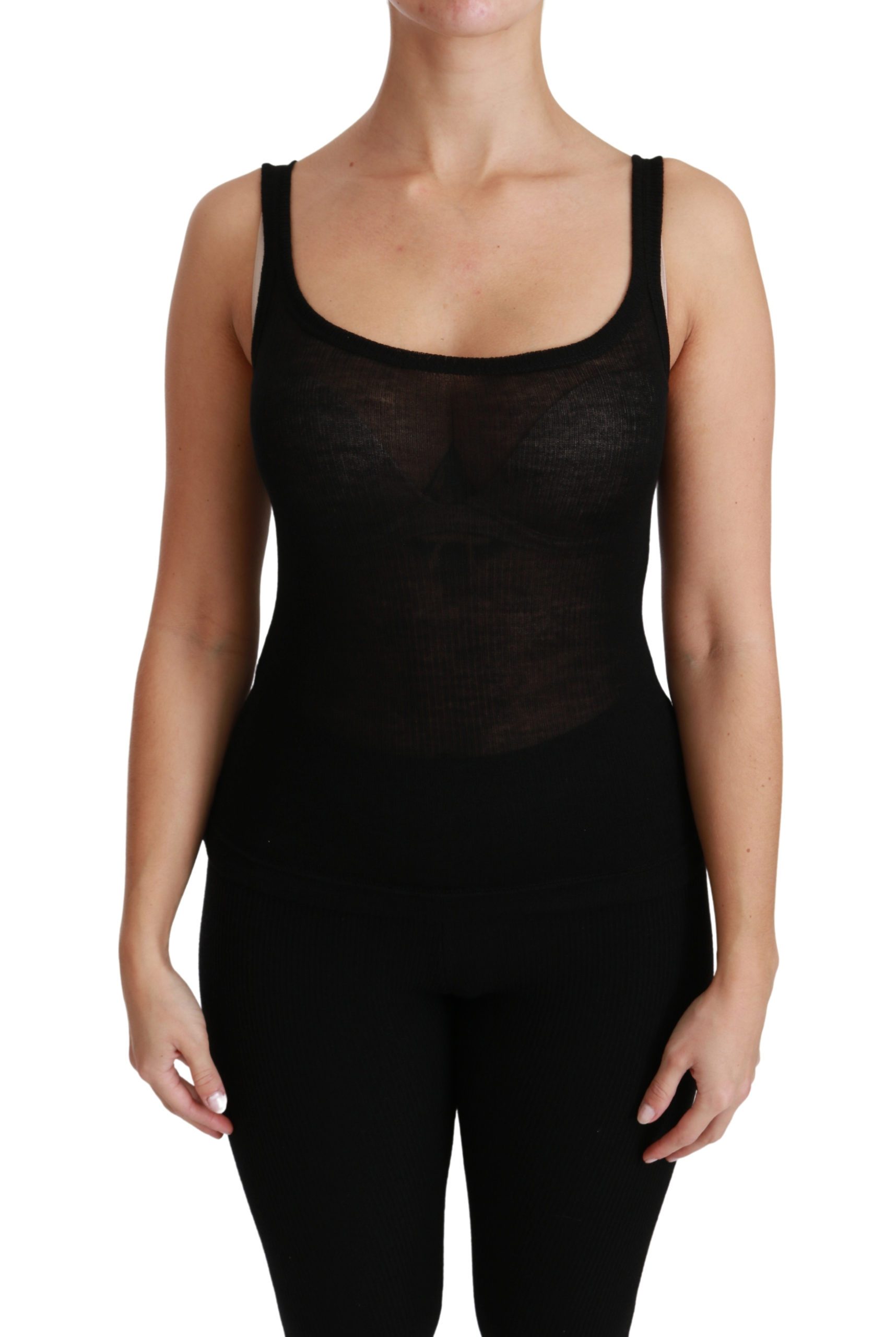 Dolce & Gabbana Women's Spaghetti Cashmere Top Black TSH4445 - IT38|XS