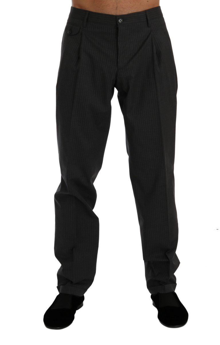 Dolce & Gabbana Men's Striped Cotton Dress Formal Trouser Gray PAN60352 - IT50 | L