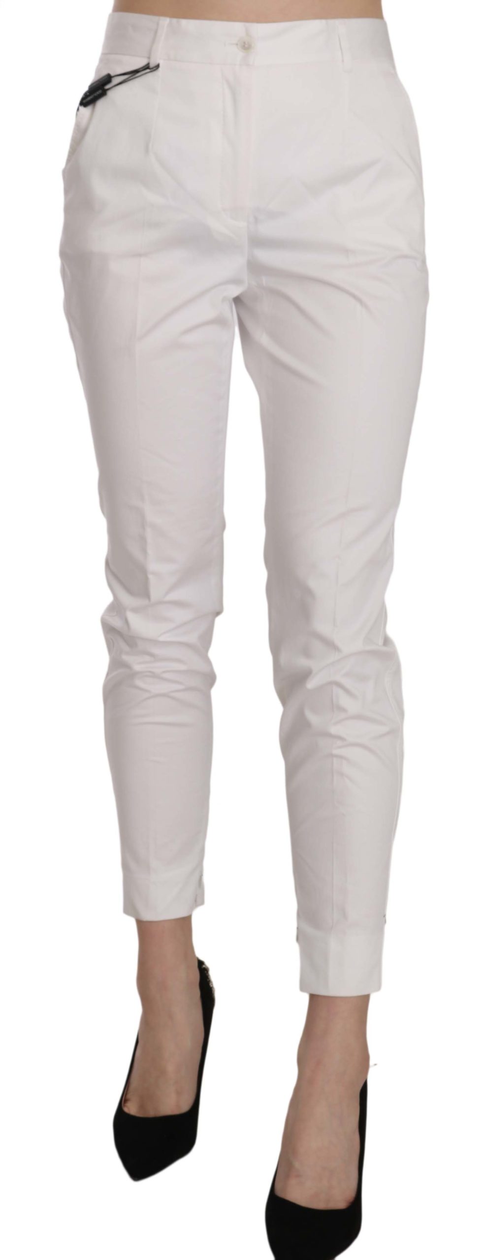 Dolce & Gabbana Women's High Waist Skinny Cropped Trouser White PAN70279 - IT42|M