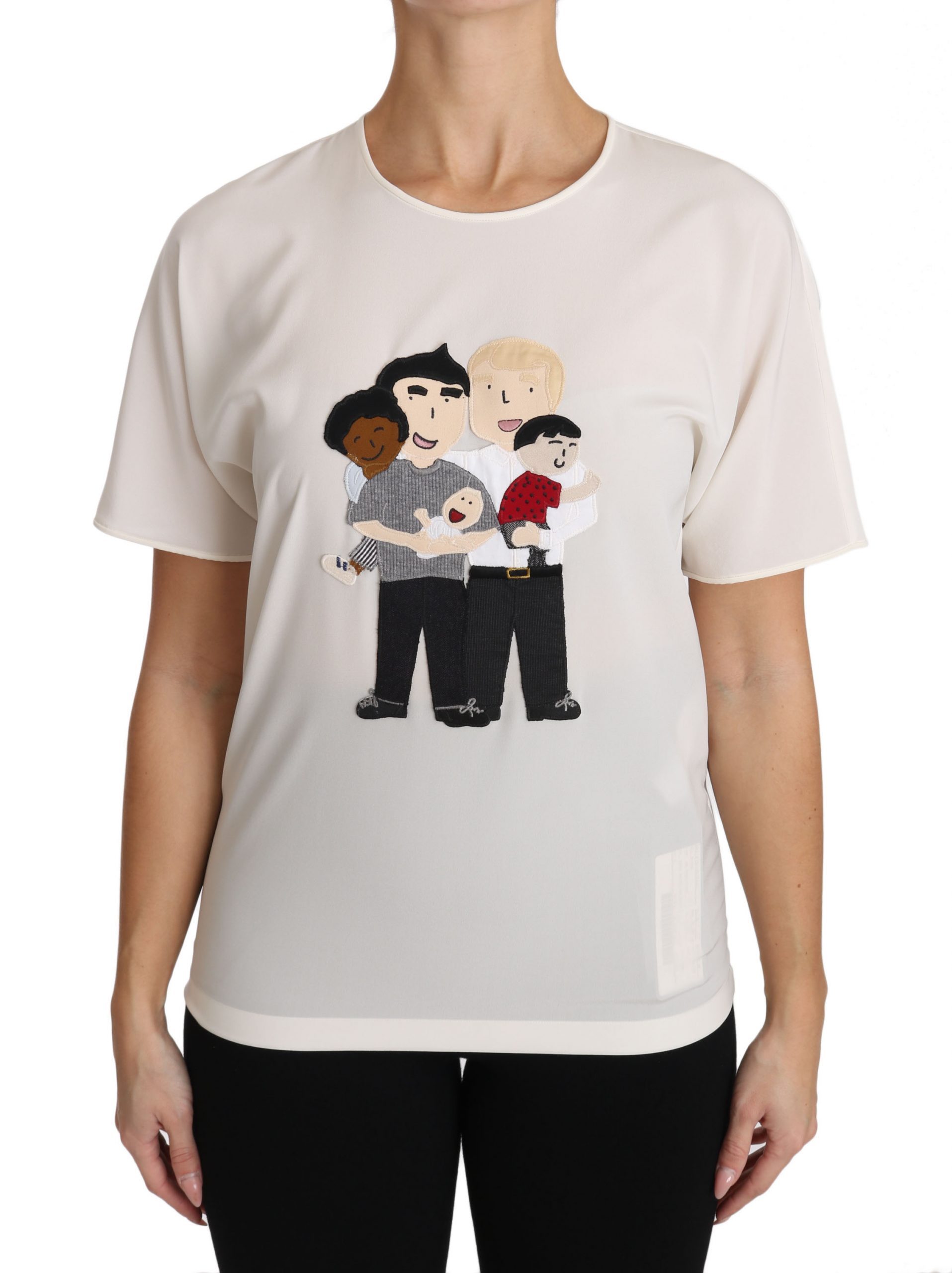 Dolce & Gabbana Women's Silk Stretch T-Shirts White TSH3082 - IT36|XXS