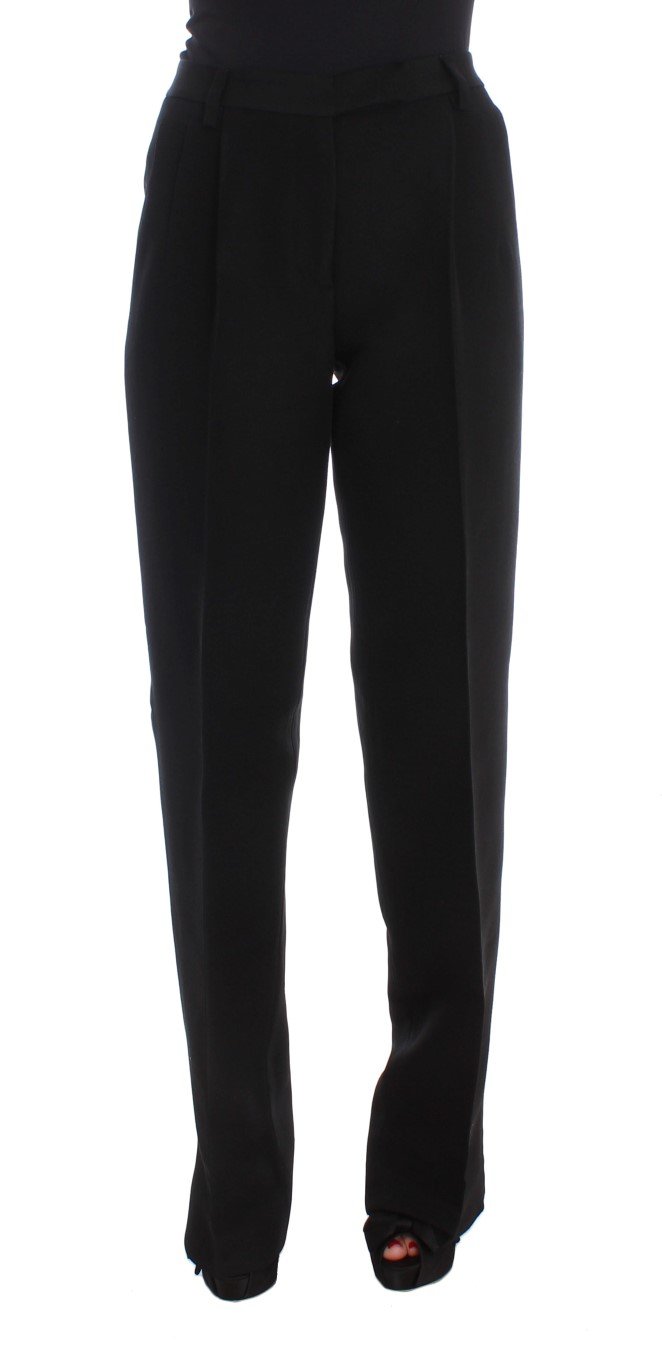 Ermanno Scervino Women's Striped Wide Legs Trouser Black SIG30408 - IT40|S