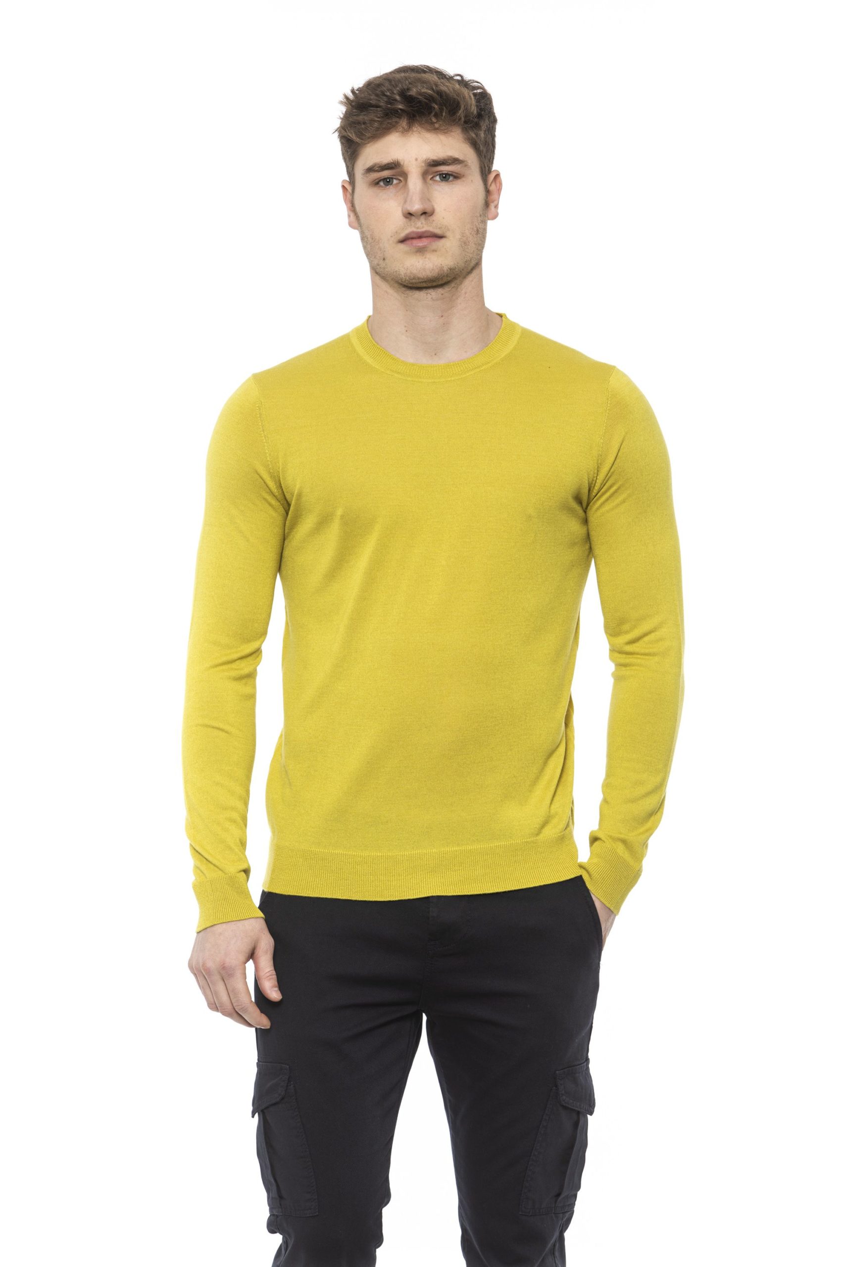 Alpha Studio Men's Bamboo Sweater Yellow AL1374547 - IT48 | M