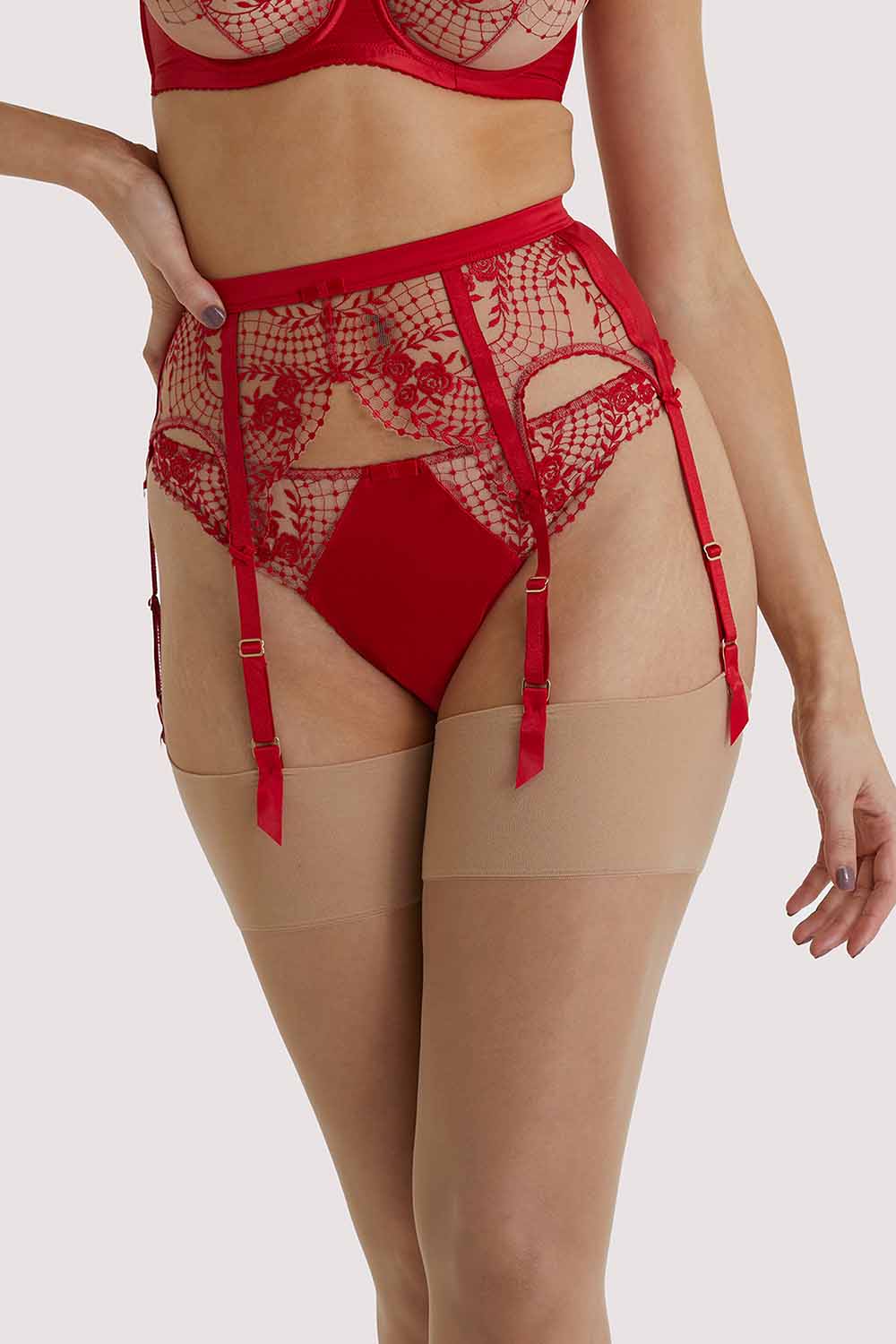 Dita Von Teese Julie's Roses Red Suspender UK 10 / US 6