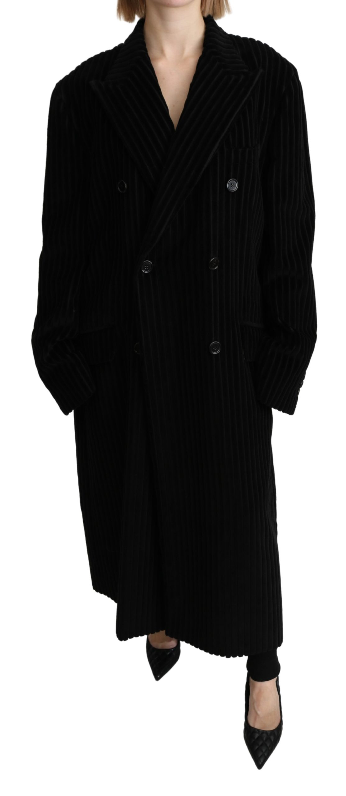 Dolce & Gabbana Women's Double Breasted Blazer Trenchcoat Jacket Black JKT2641 - IT40| L