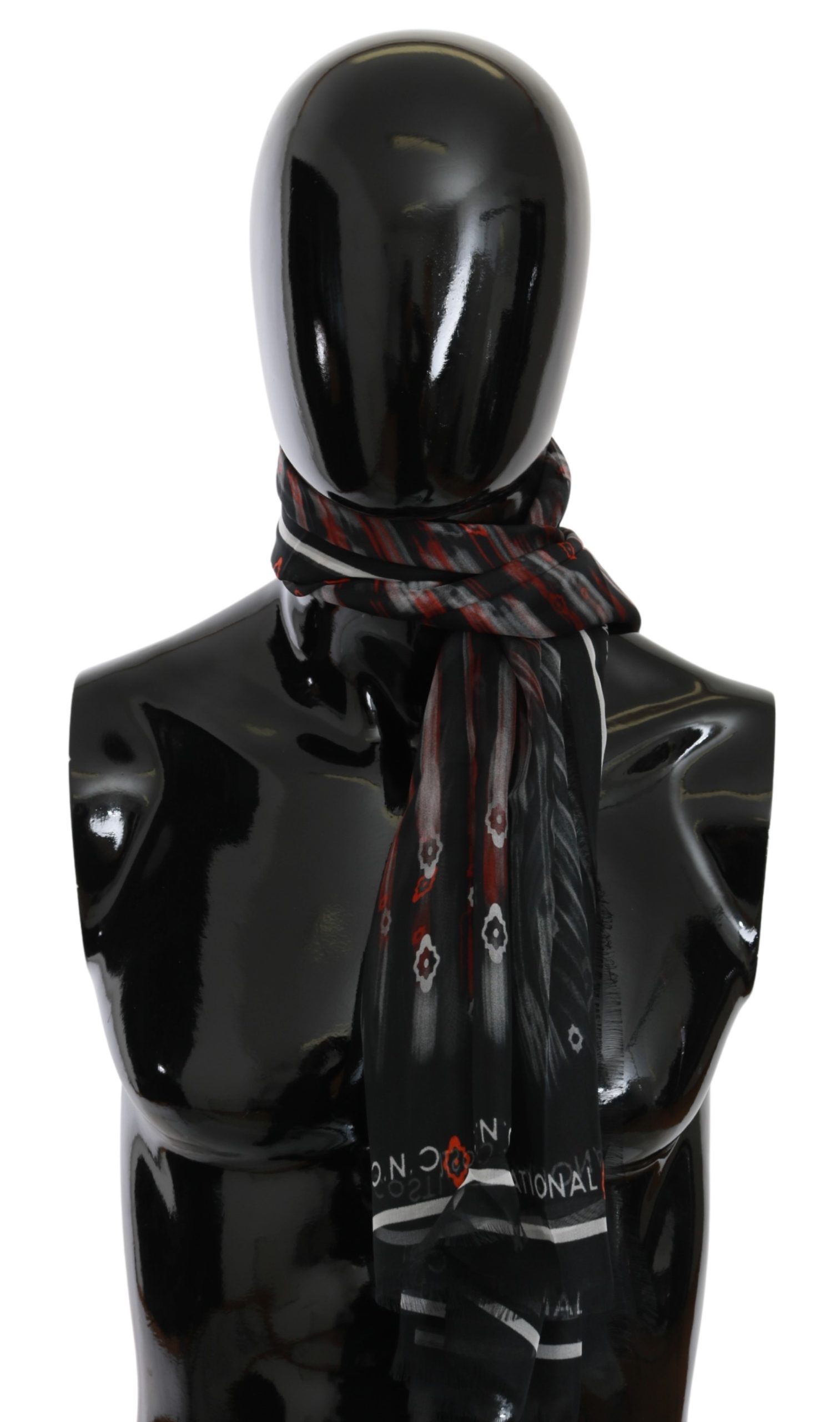 Costume National Women's Silk Branded Scarf Black MS1645