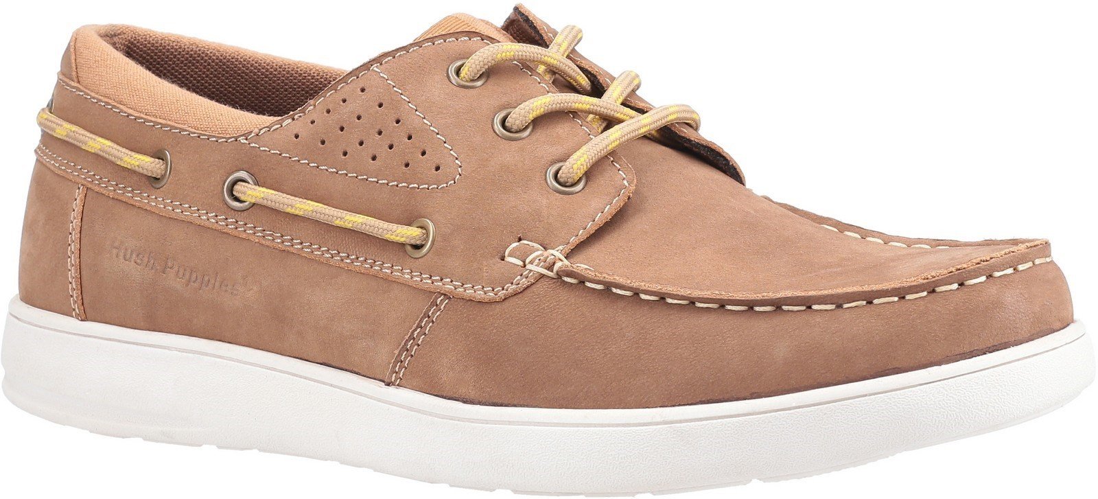 Hush Puppies Men's Liam Lace Up Boat Shoe Various Colours 30208-51383 - Camel 6