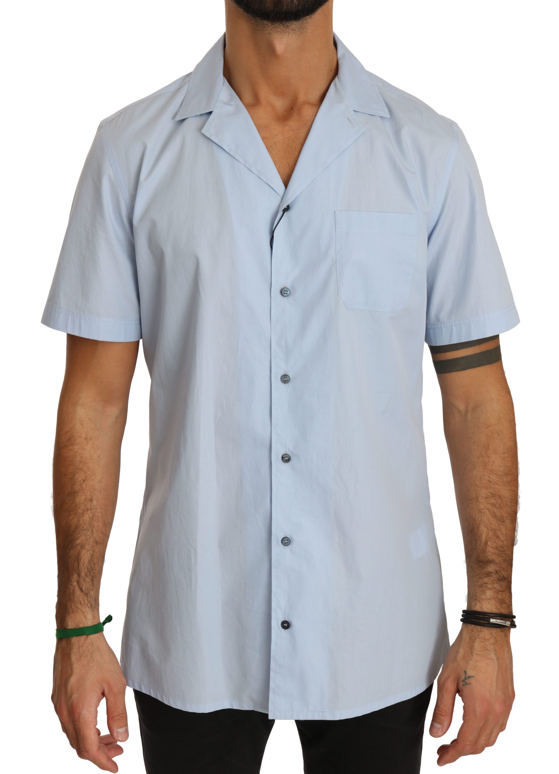 Blue Short Sleeve 100% Cotton Top Shirt - IT40 | M