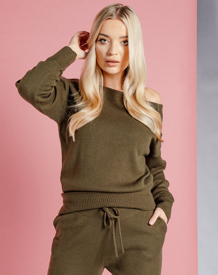 Auriel Knitted Lounge Top - Khaki / 8