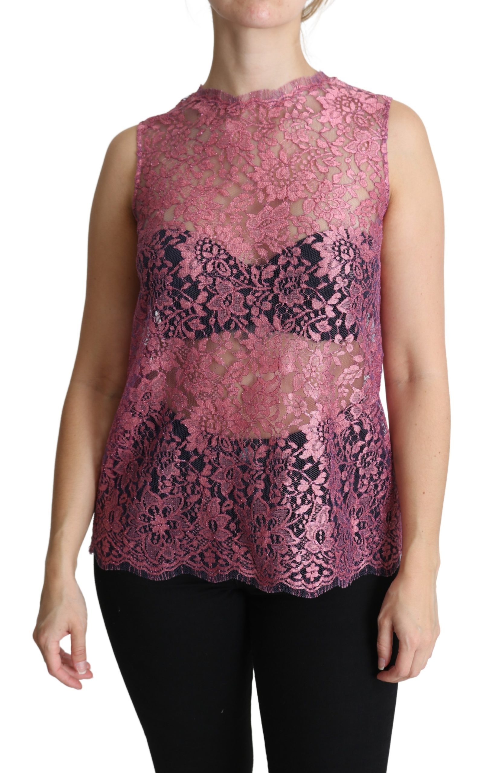 Pink Floral Taormina Lace Top Blouse - IT42|M
