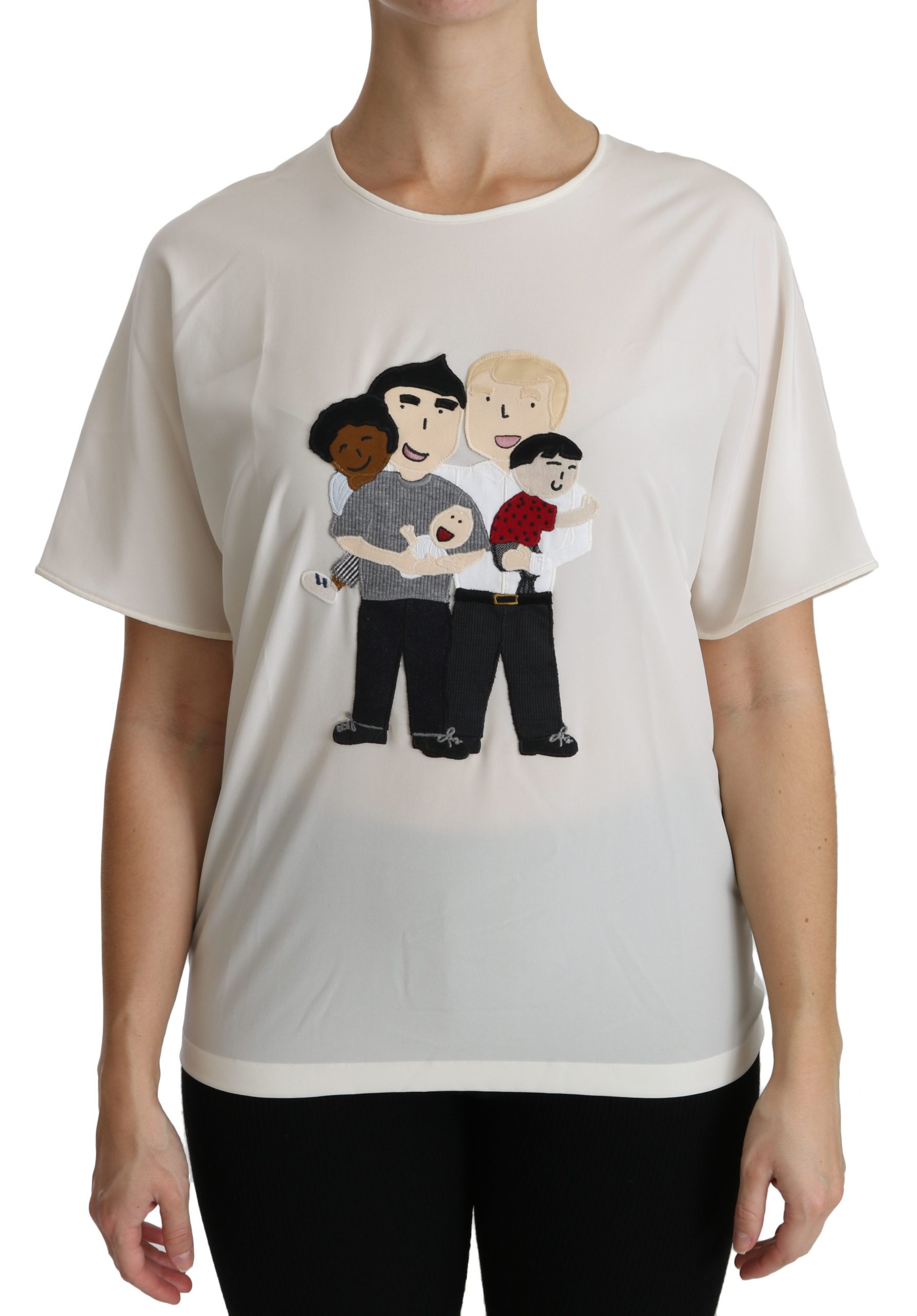 Dolce & Gabbana Women's Patch Short Sleeve T-Shirt White TSH4297 - IT42|M