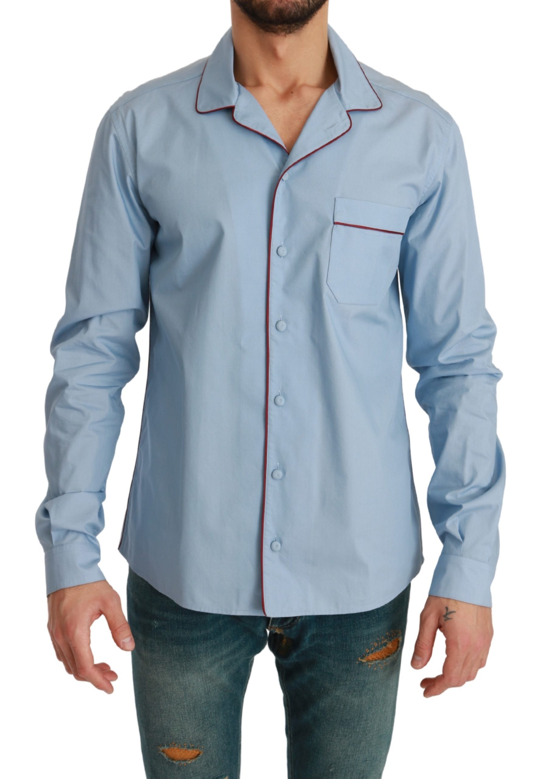Dolce & Gabbana Men's Light Sleepwear Cotton Shirt Blue TSH4615 - IT40 | M