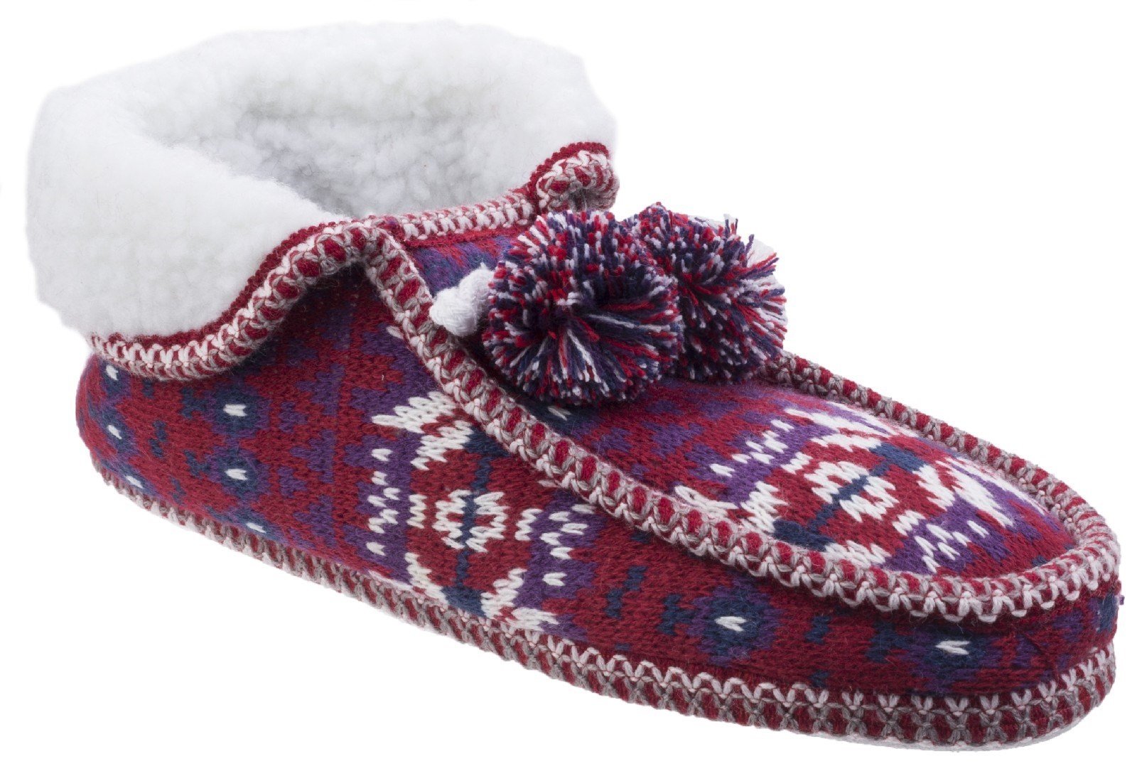 Divaz Women's Lapland Knitted Slipper Black 25584-42601 - Red 4