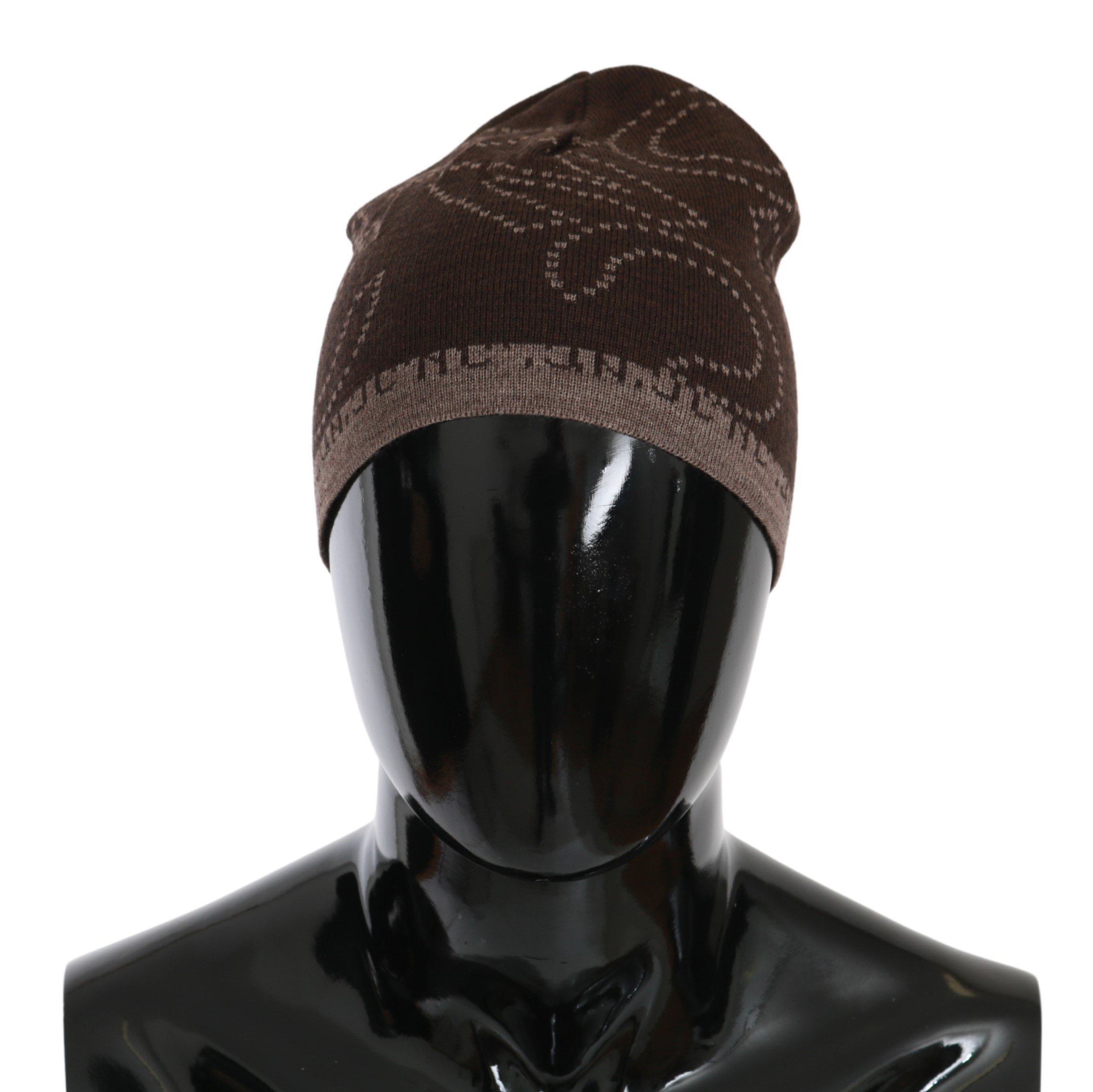 Costume National Men's Wool Blend Branded Hat Brown HAT20130