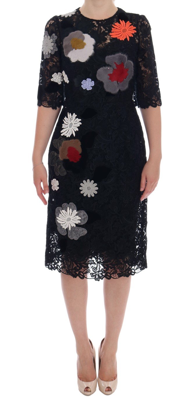 Dolce & Gabbana Women's Floral Lace Floral Sicily Dress Black DR1035 - IT38|XS