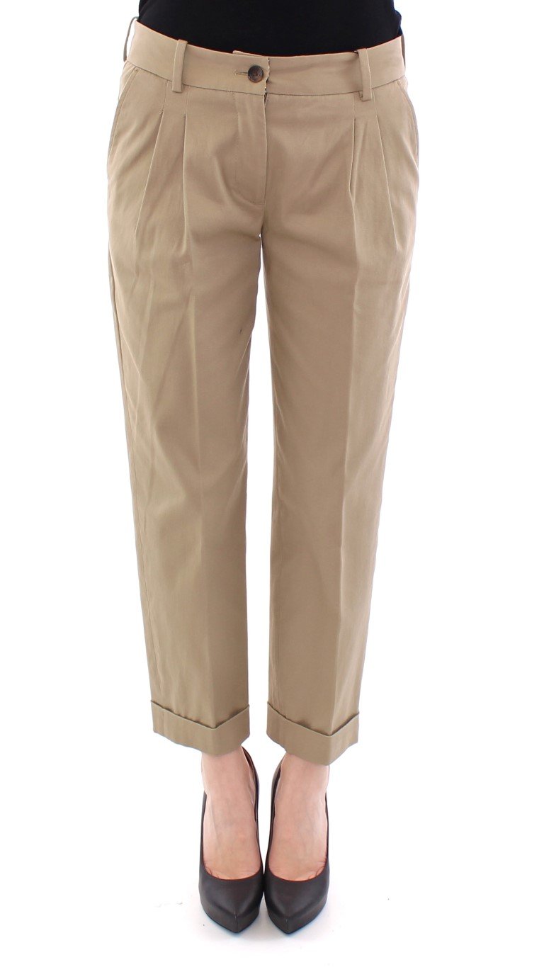 Dolce & Gabbana Women's Cotton Cropped Chinos Trouser Beige NOC10529 - IT40|S