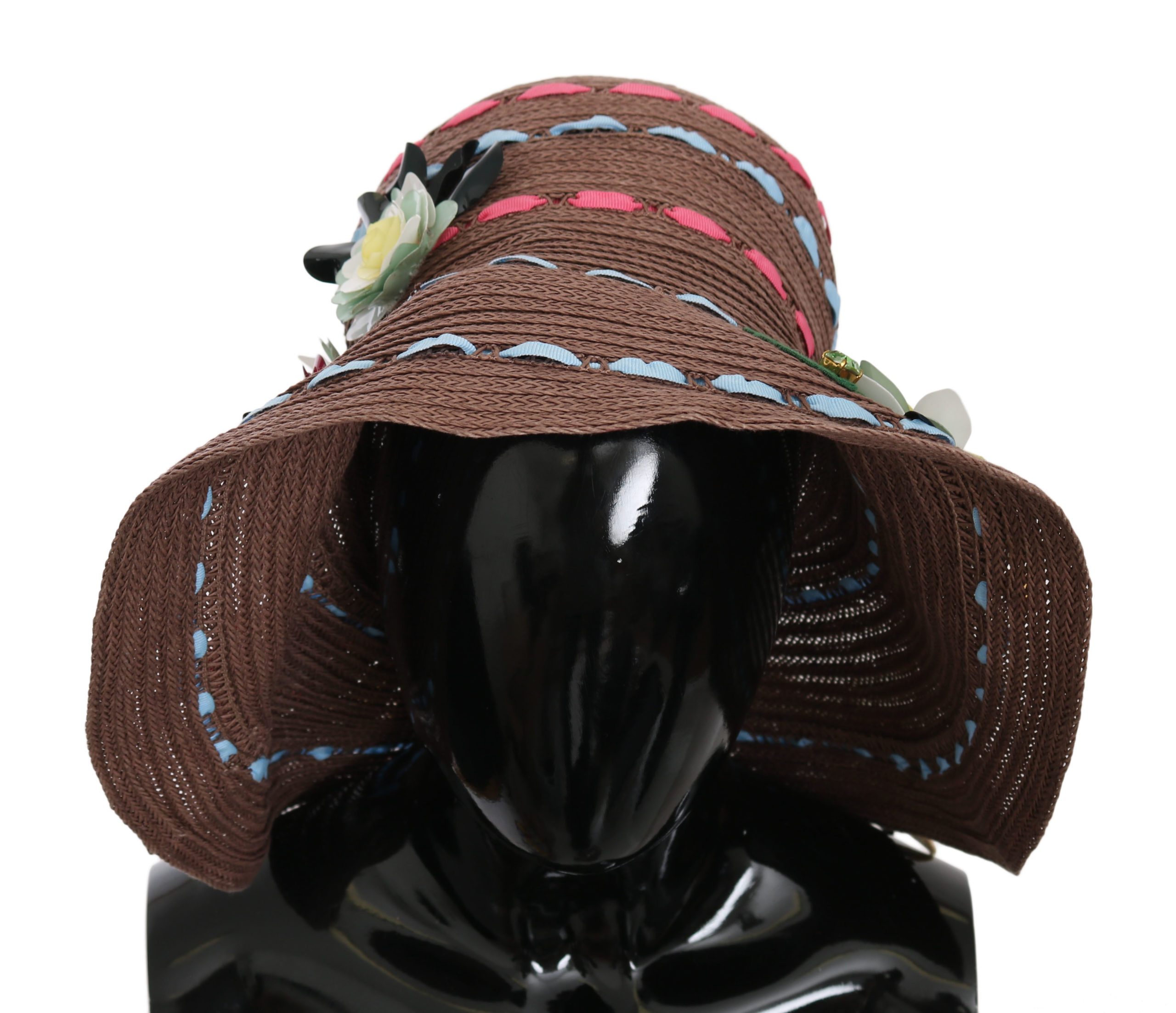 Dolce & Gabbana Women's Wide Brim Floral Floppy Capello Hat Brown HAT70226 - 57 cm|S