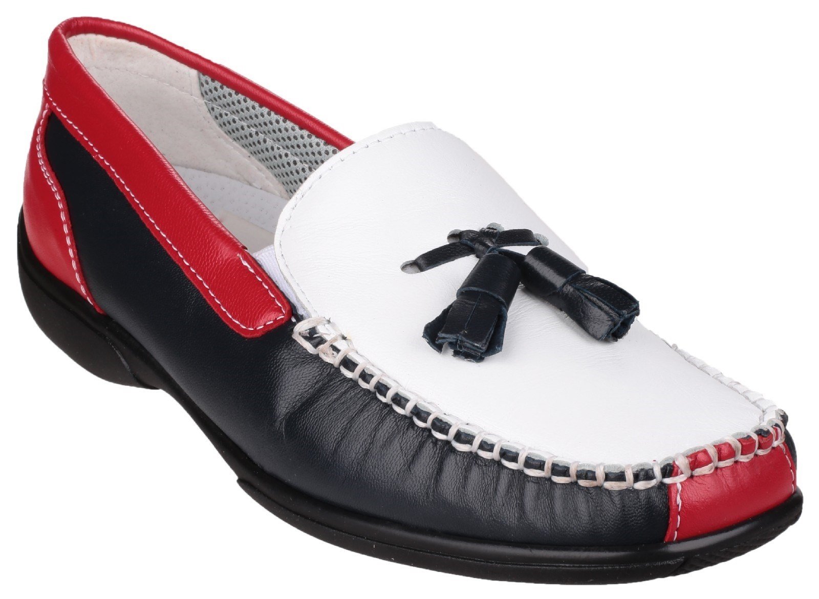 Cotswold Men's Biddlestone Slip On Loafer Shoe Various Colours 20285 - White/Navy/Red 3