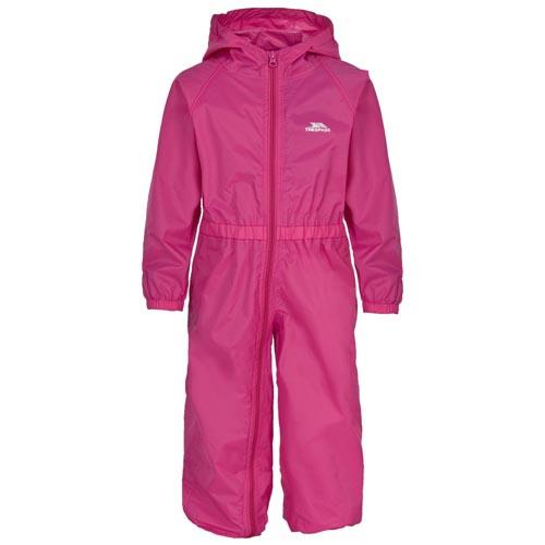 Trespass Kid's Waterproof All-In-One Suit Various Colours Button - Pink 6 to 12 Months