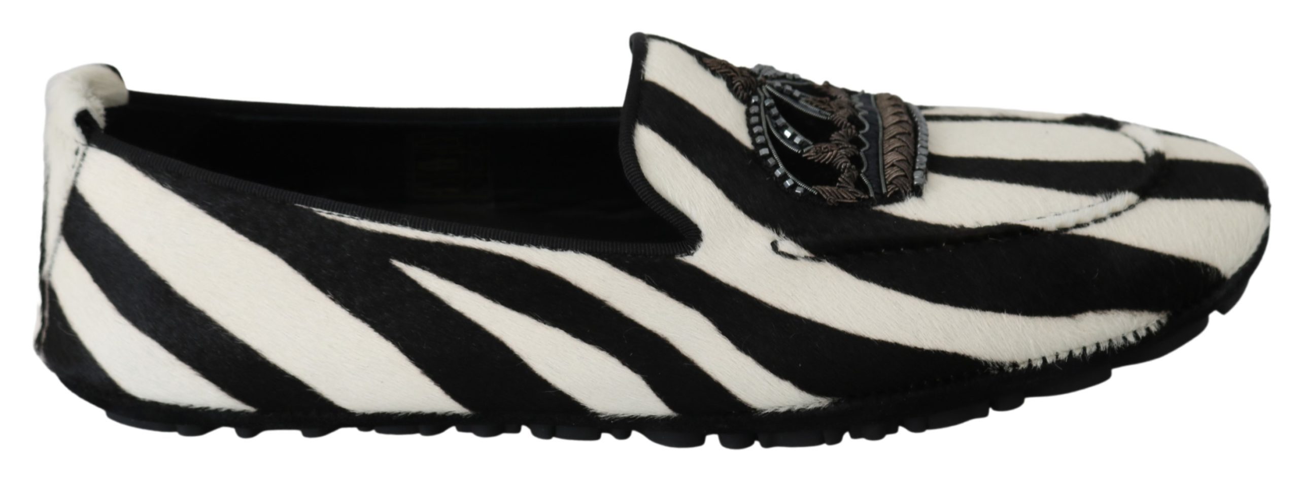 Dolce & Gabbana Men's Zebra Leather Crown Loafer Multicolor MV2735 - EU40/US7