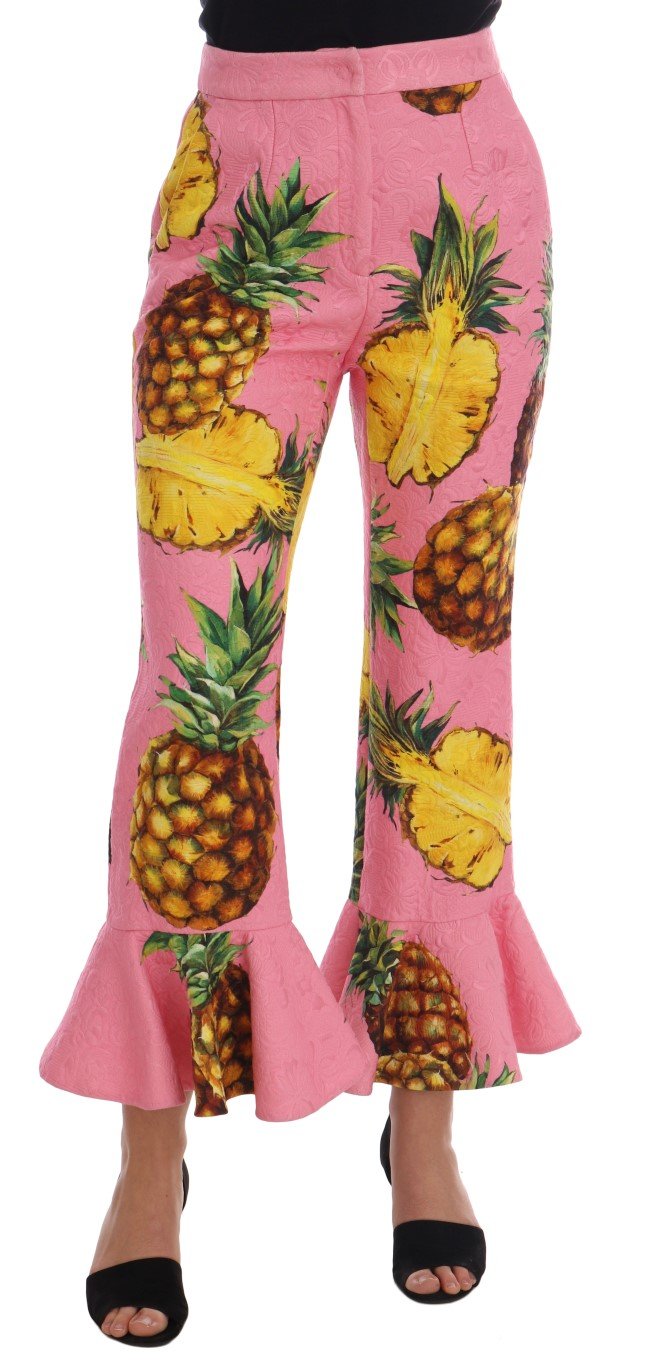 Dolce & Gabbana Women's Pineapple Jacquard Flare Trouser Multicolor PAN60788 - IT40|S