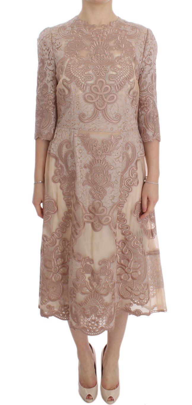 Dolce & Gabbana Women's Silk Lace Ricamo Shift Dress Pink DRE10065 - IT38|XS