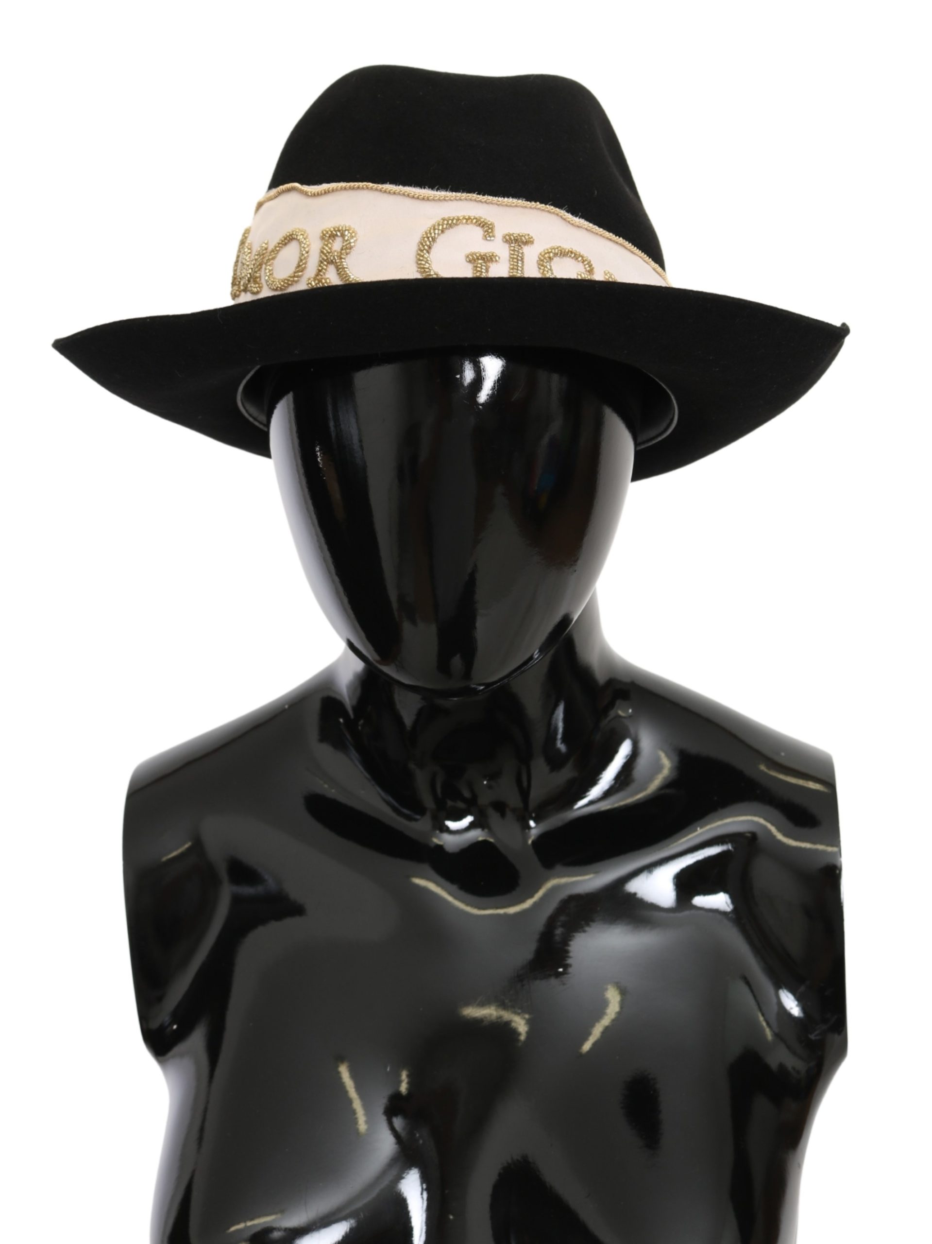 Dolce & Gabbana Men's Lapin Amor Gignit Fedora Hat Black HAT9101 - 57 cm|S