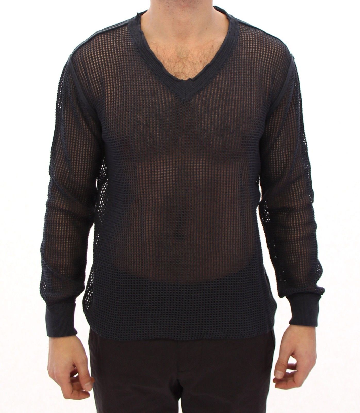 Dolce & Gabbana Men's Runway Netz Pullover Netted Sweater Blue GTH10675 - IT54 | XXL