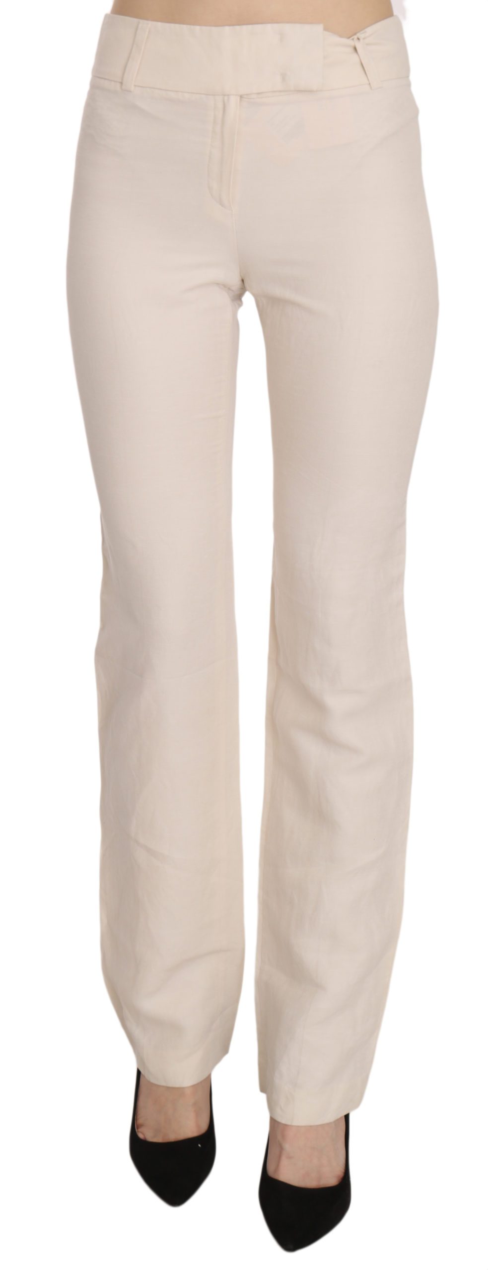 LAUREL Women's High Waist Silk Blend Flared Trouser White PAN70225 - IT36|XXS