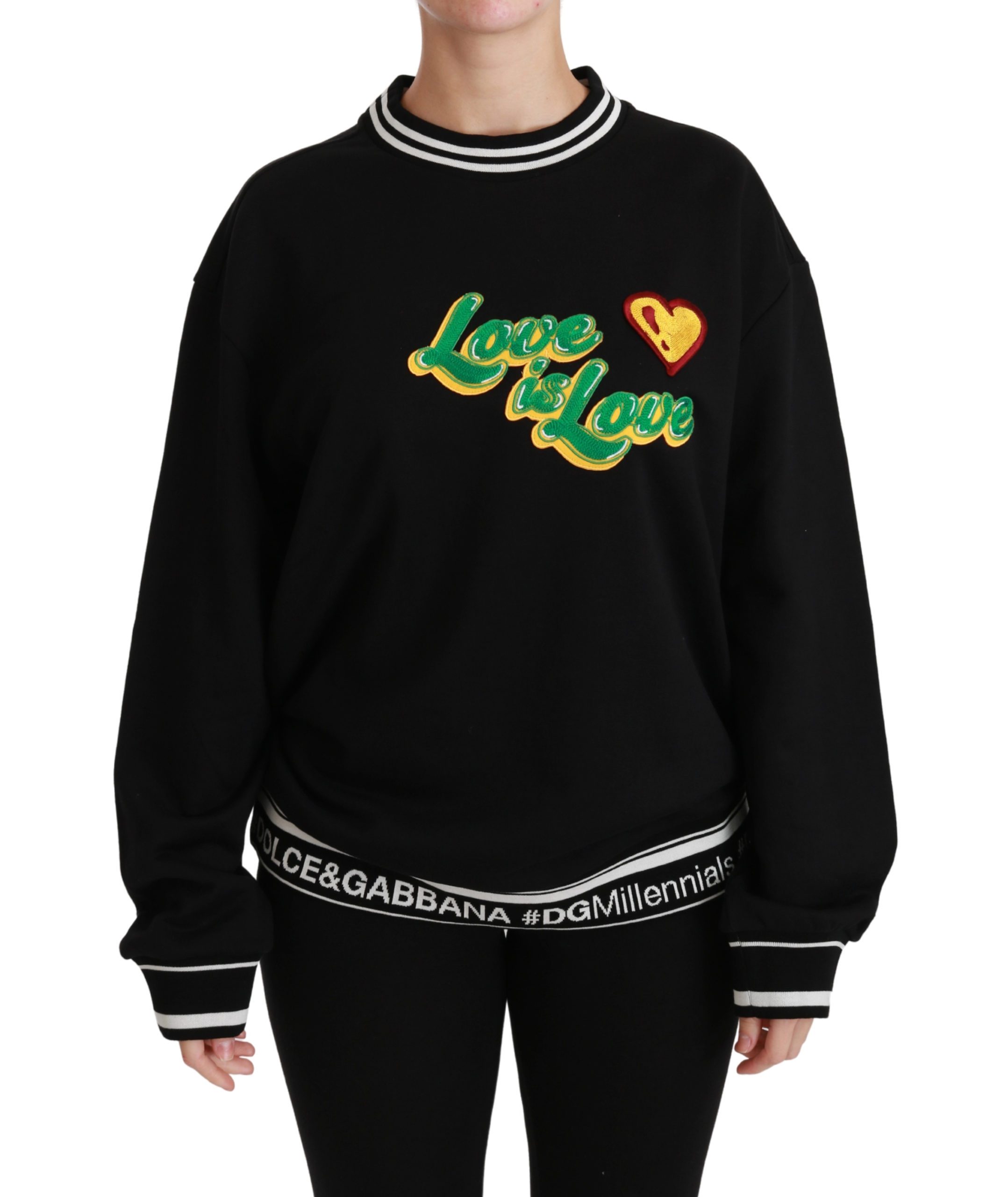 Dolce & Gabbana Women's Love is Love Pullover Top Sweater Black TSH5153 - IT38|XS