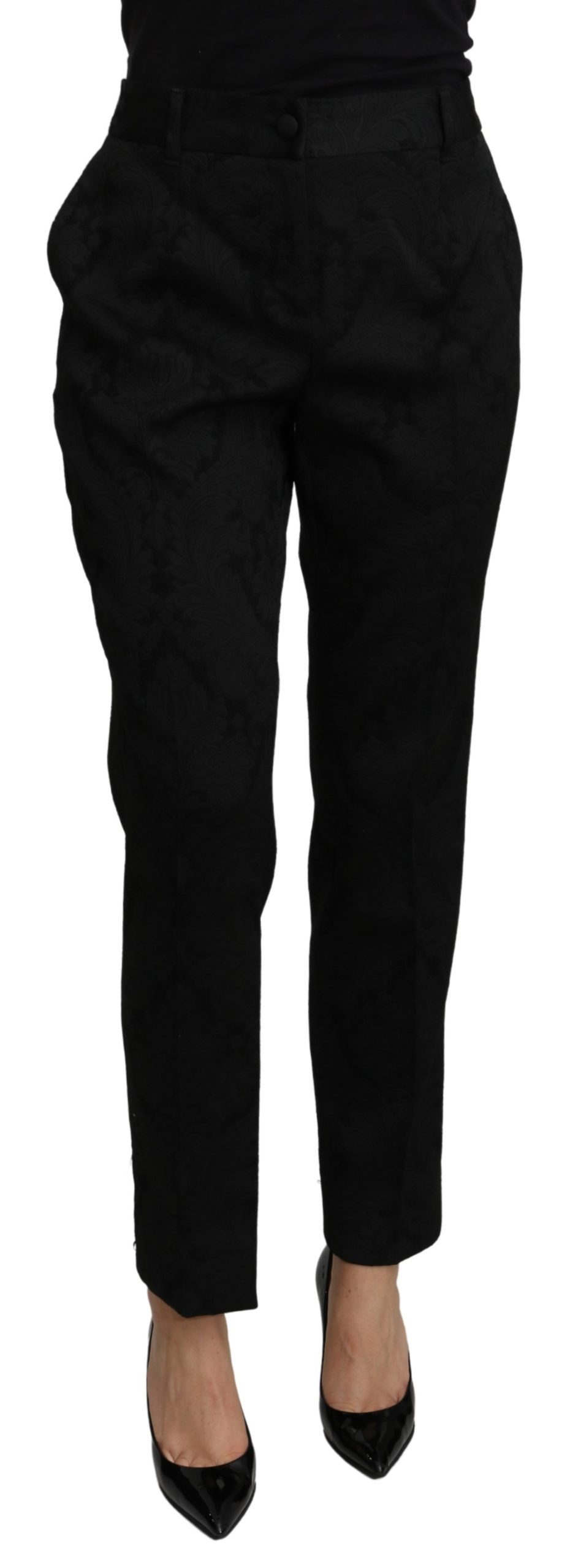 Dolce & Gabbana Women's Floral High Waist Trouser Black PAN71095 - IT44|L