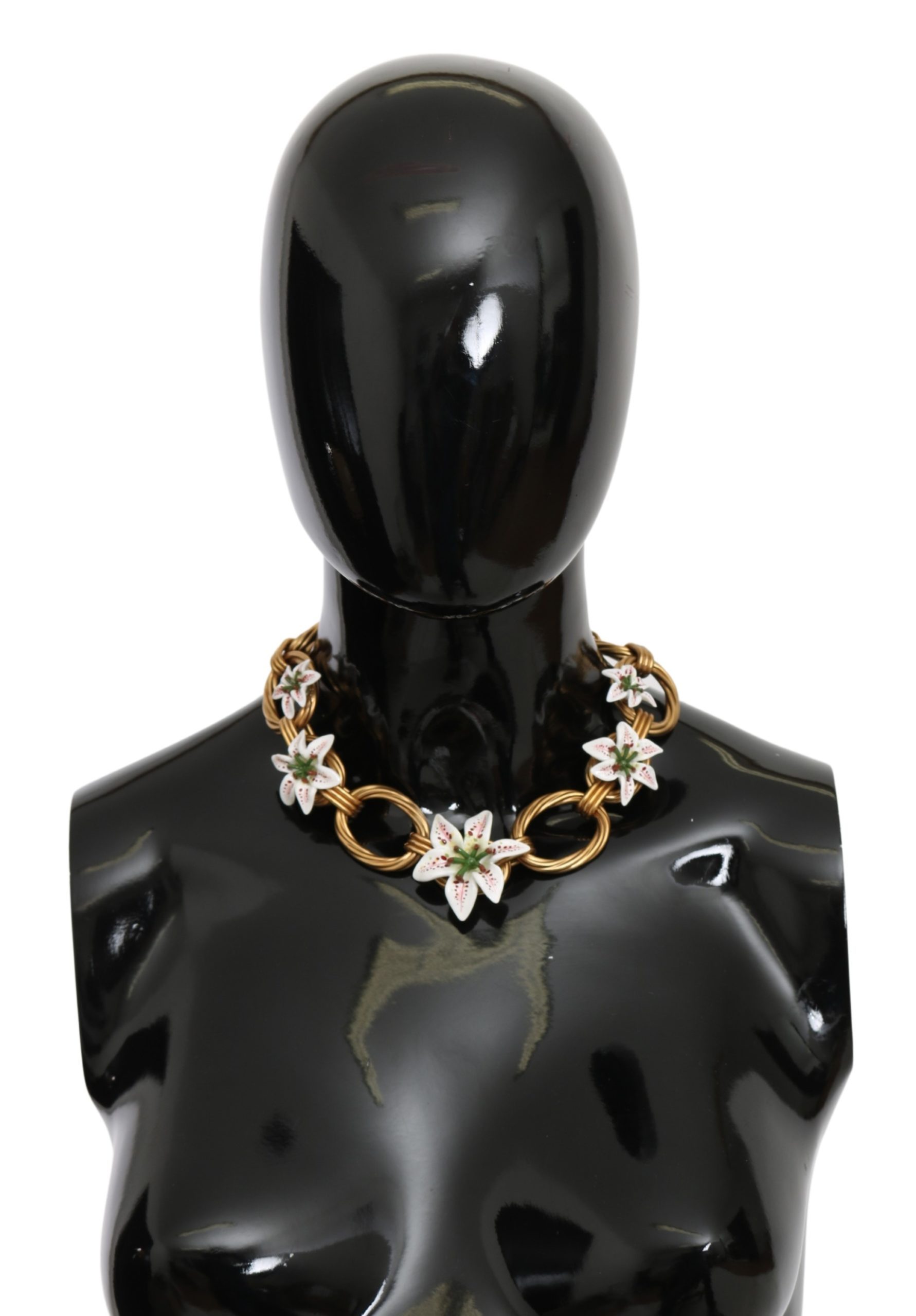 Dolce & Gabbana Women's Floral LILIUM Brass Pearl Necklace Gold SMY10070