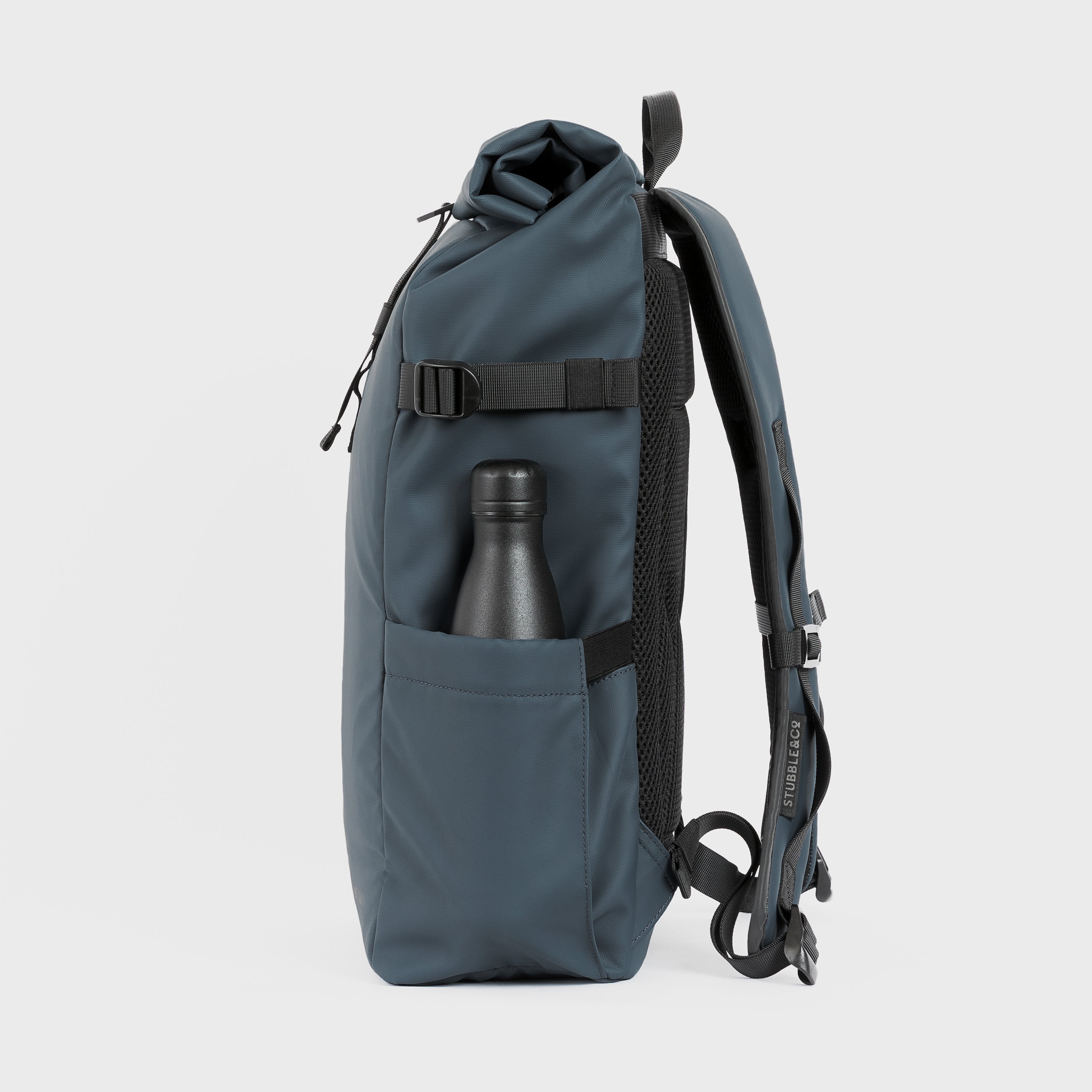 The Roll Top. Made From Recycled Plastic. 16" Laptop Pocket., Tasmin Blue