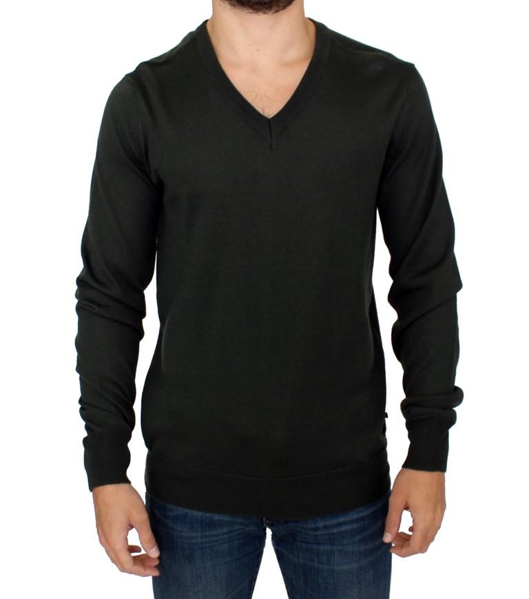 Costume National Men's Striped V-neck Sweater Green SIG10376 - IT48 | M