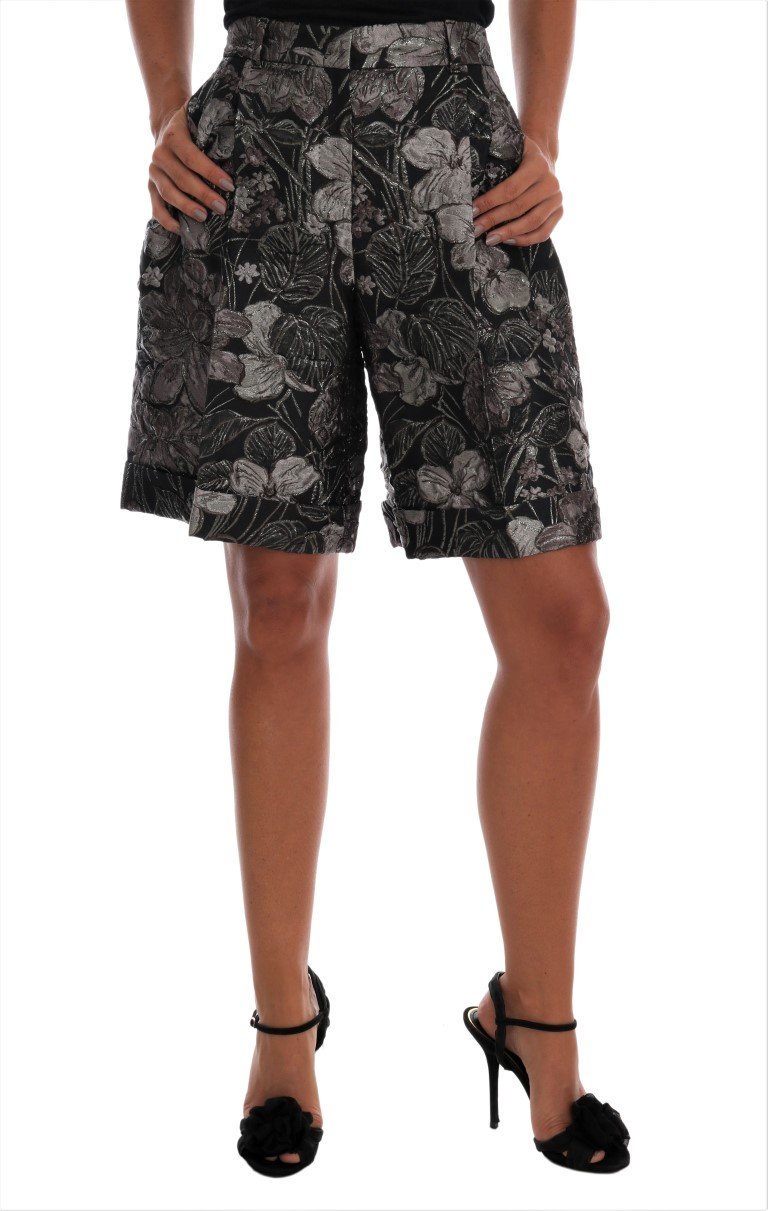 Dolce & Gabbana Women's Floral Brocade High Waist Shorts Gray SKI1076 - IT40|S