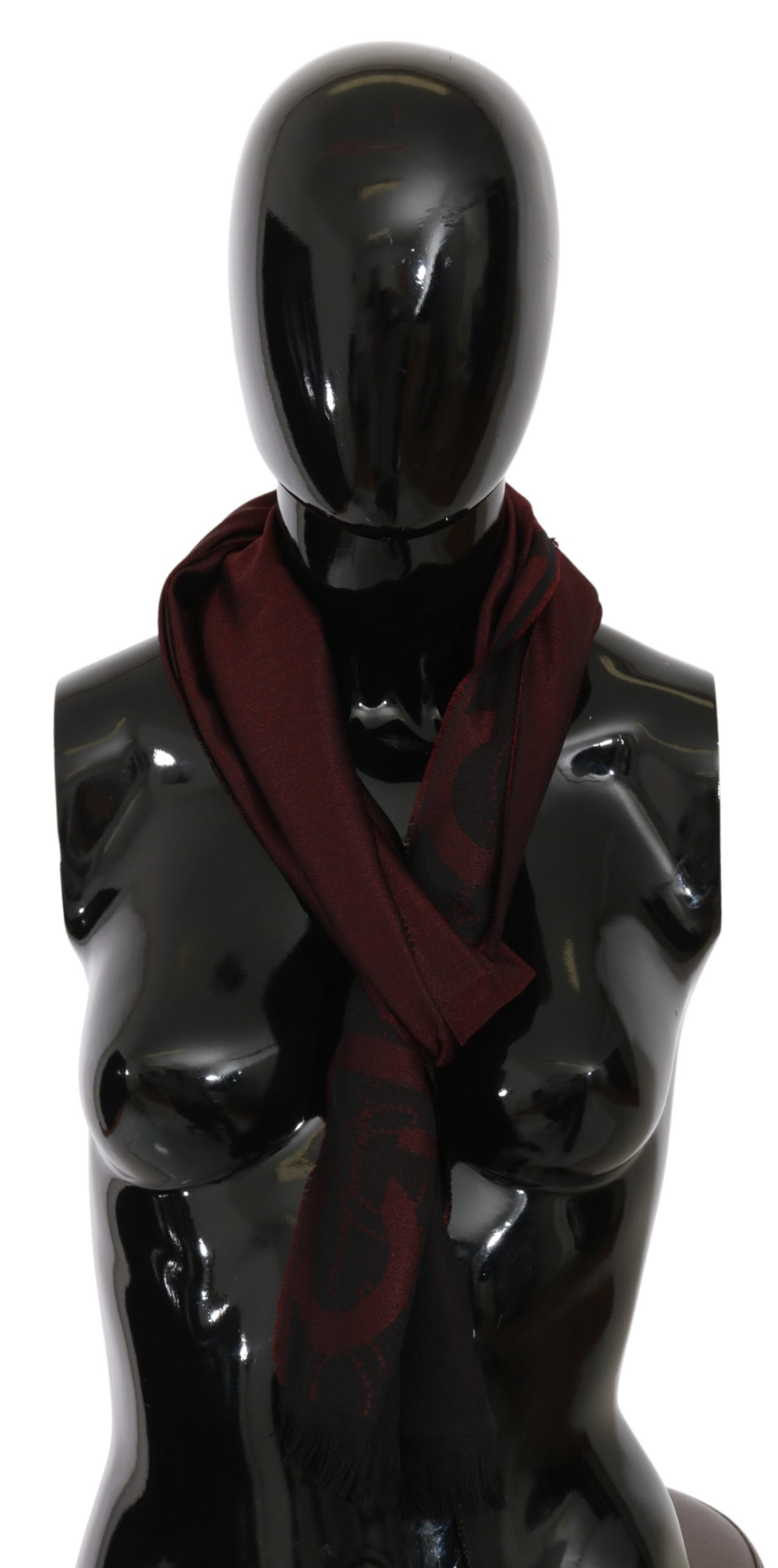 Costume National Women's Wool Silk Fringe Wrap Scarf Bordeaux MS1556