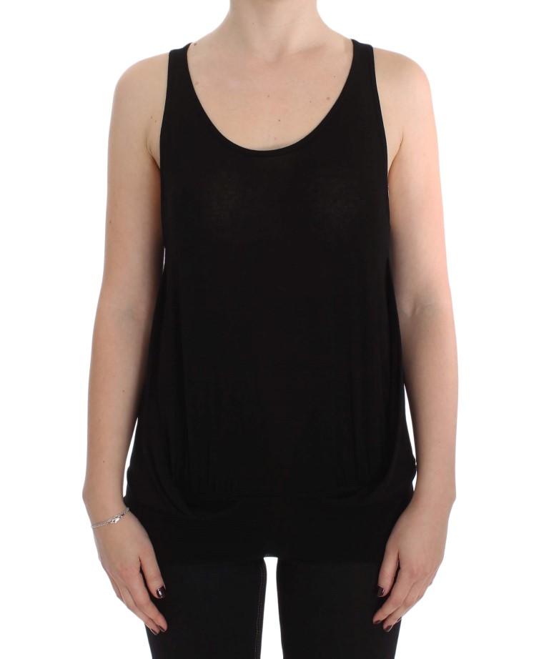 PLEIN SUD Women's Stretch Sleeveless Top Black SIG30983 - IT48 | XL